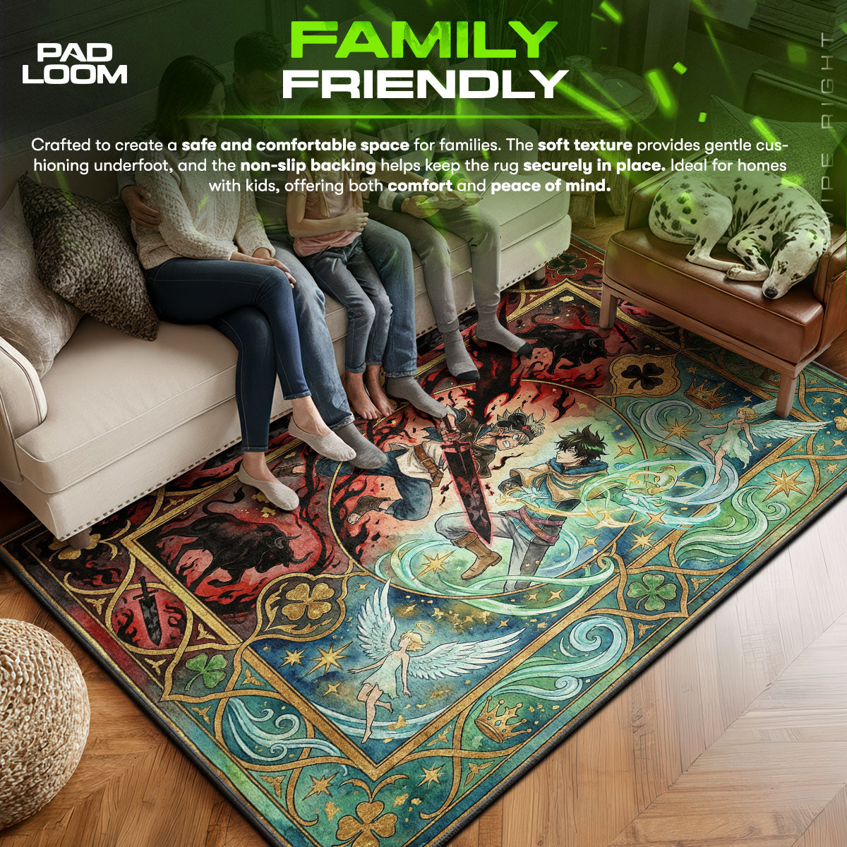 Asta & Yuno Rivalry Rug - Black Clover Chair Mat