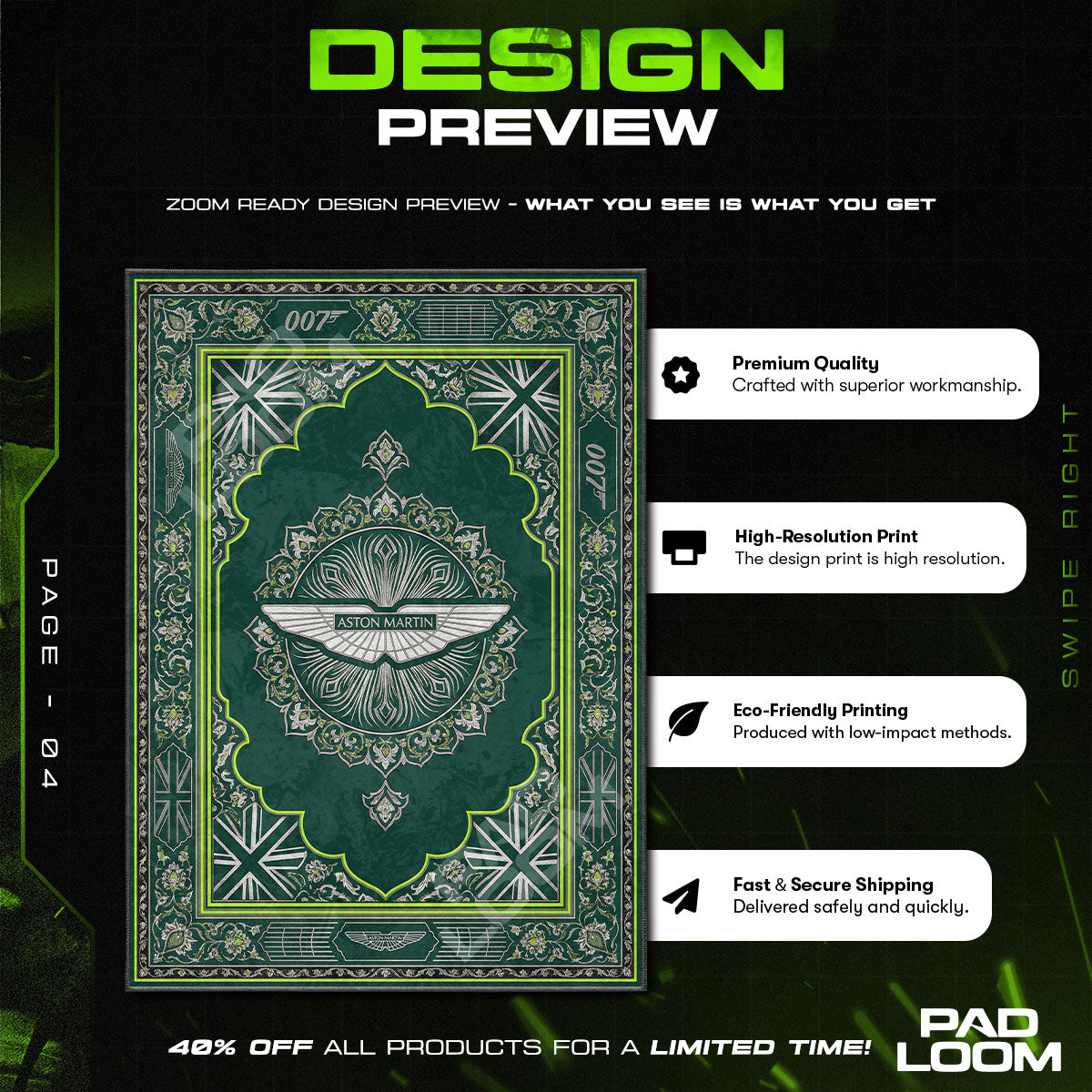 Floor character design printed on rug