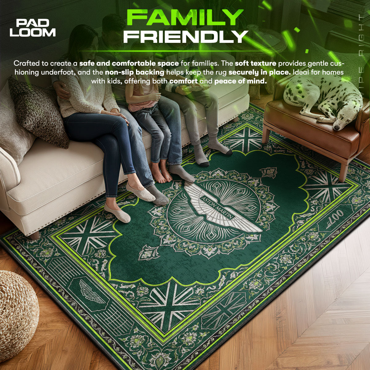 Aston area rug showing full home decor artwork