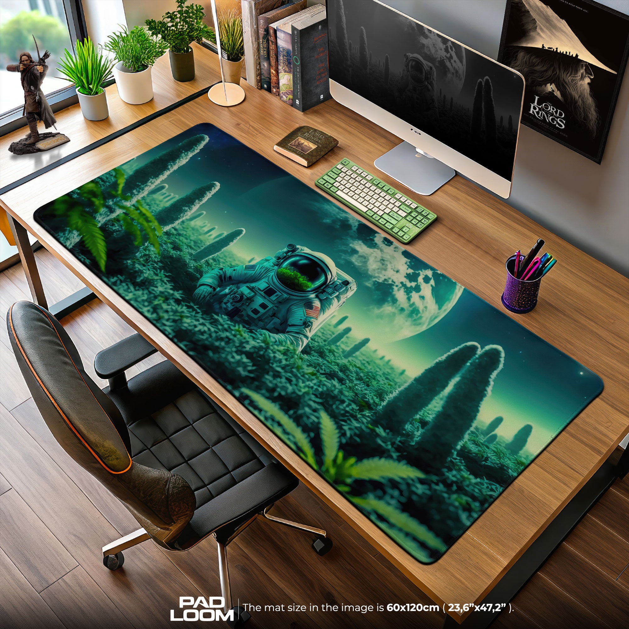 Astronaut Explorer Mouse Pad, Alien Landscape Gaming Desk Mat