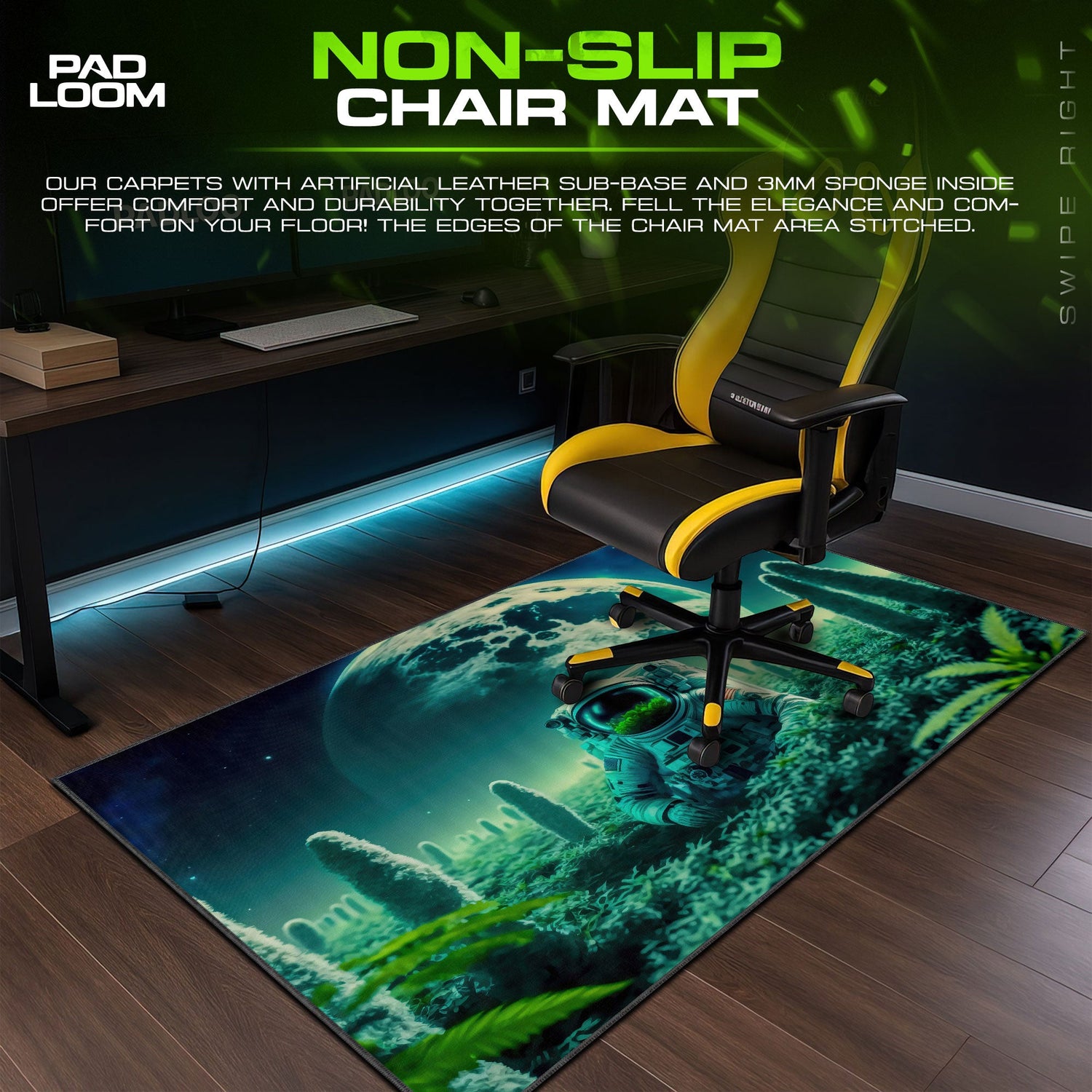 Astronaut Explorer Mouse Pad, Alien Landscape Gaming Desk Mat Padloom