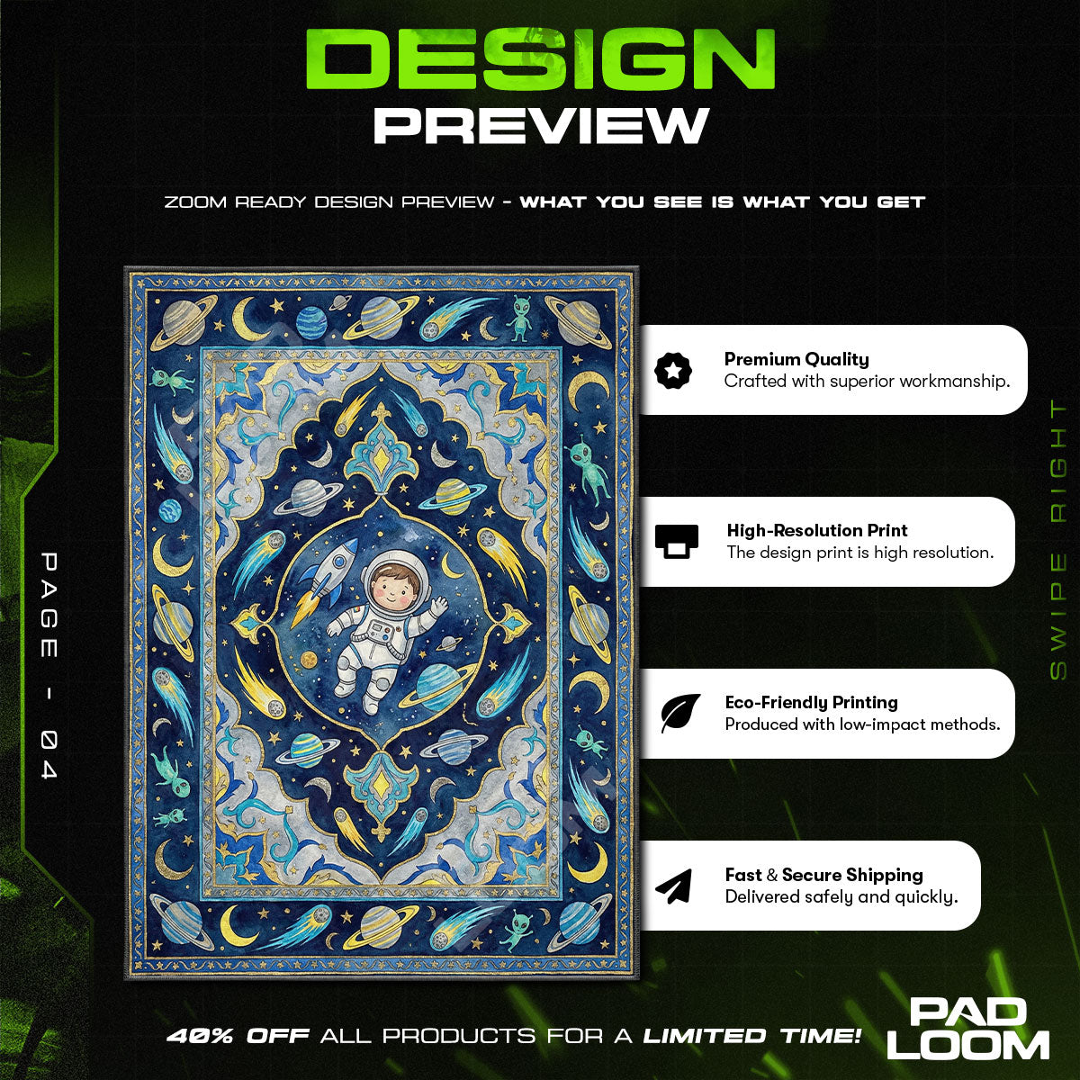Kids character design printed on rug