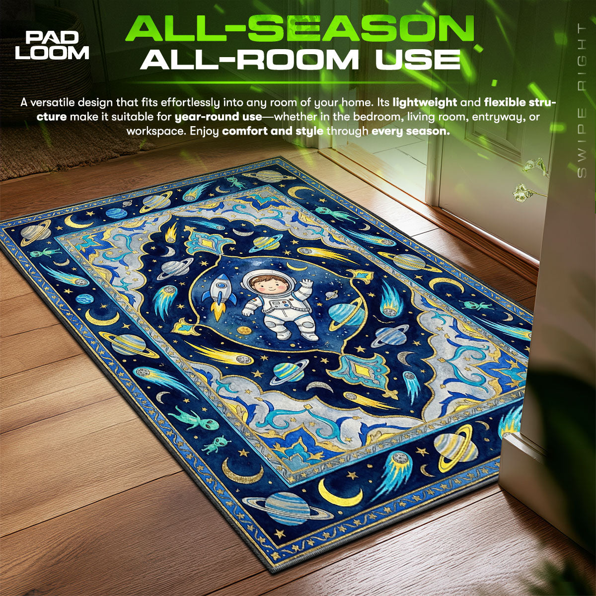 Astronaut Adventure Kids fan rug — premium quality print