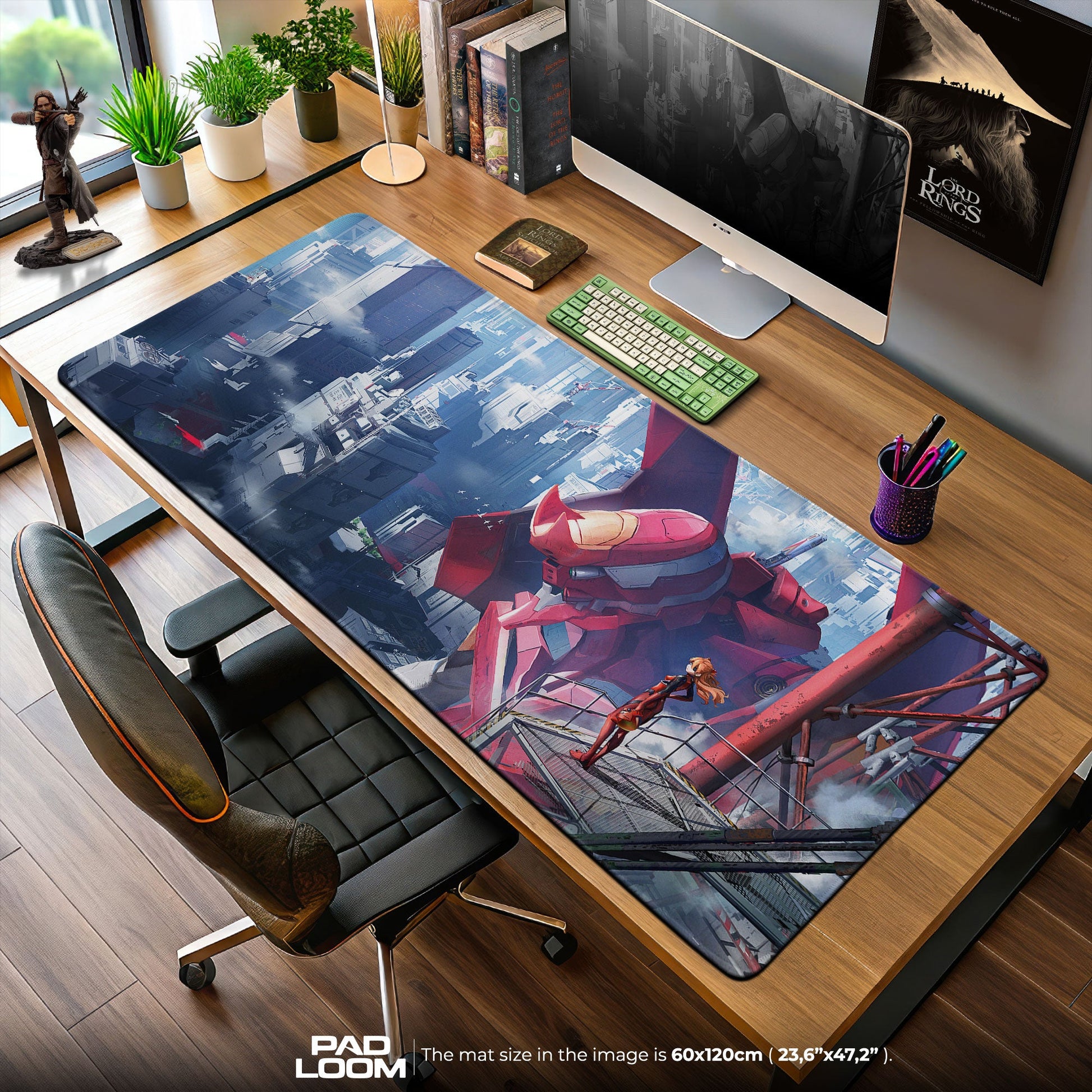 Asuka City Mech Mouse Pad, Anime Gaming Desk Mat Padloom