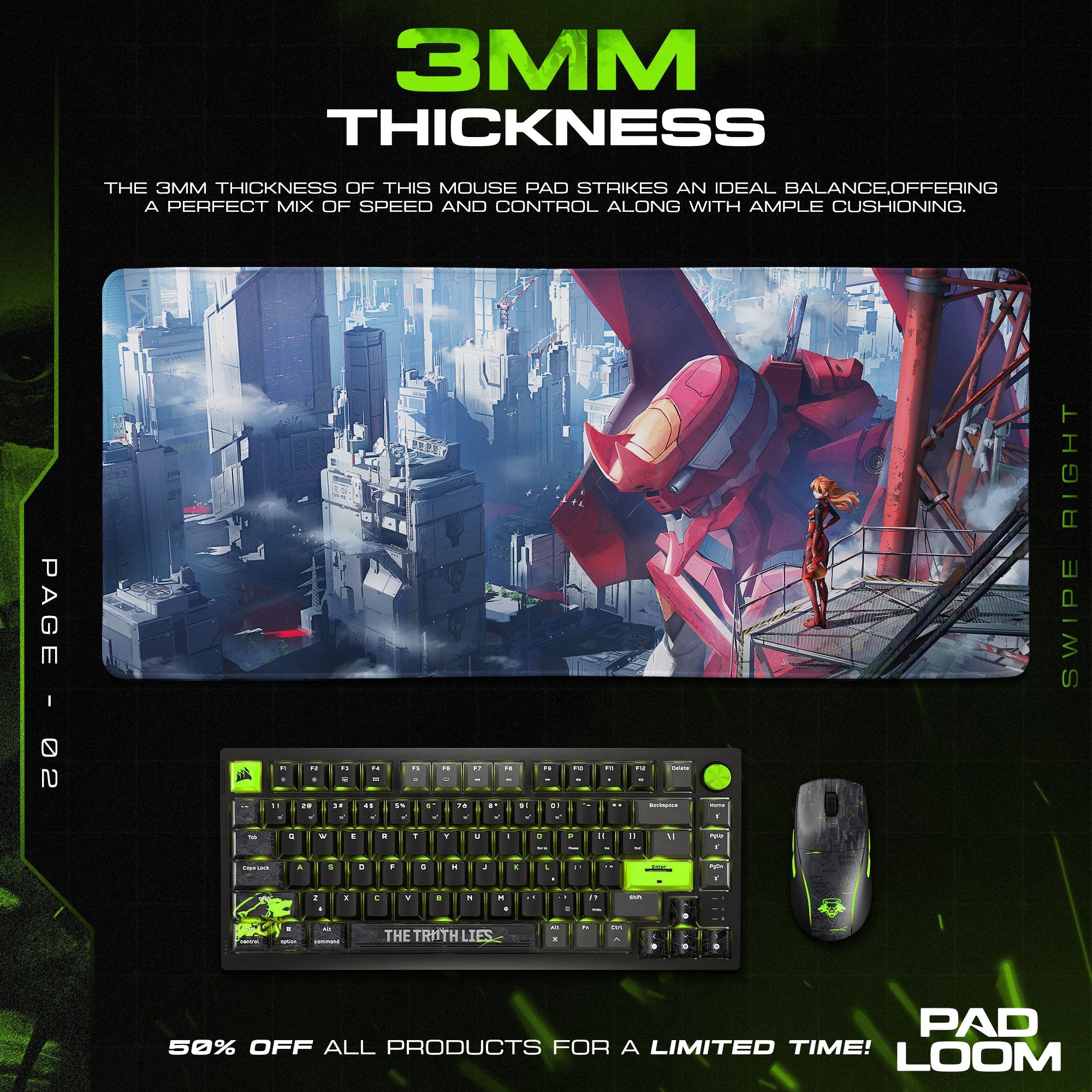 Asuka City Mech Mouse Pad, Anime Gaming Desk Mat Padloom