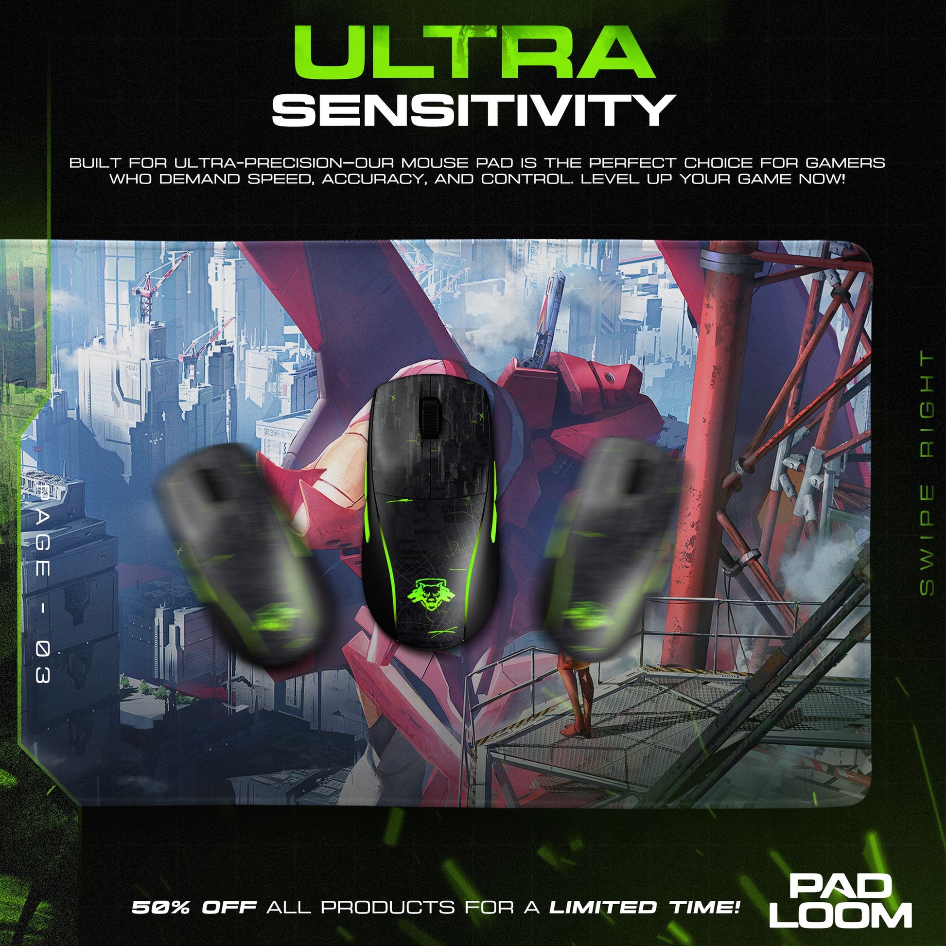 Asuka City Mech Mouse Pad, Anime Gaming Desk Mat Padloom