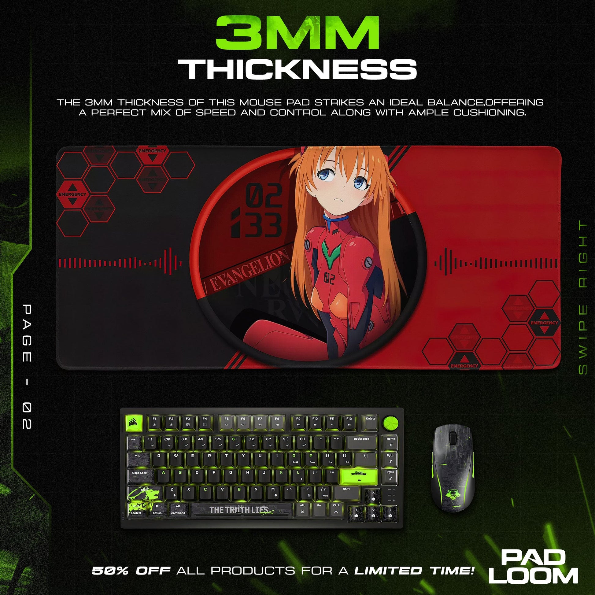 Asuka Control Panel Mouse Pad, Anime Gaming Desk Mat Padloom