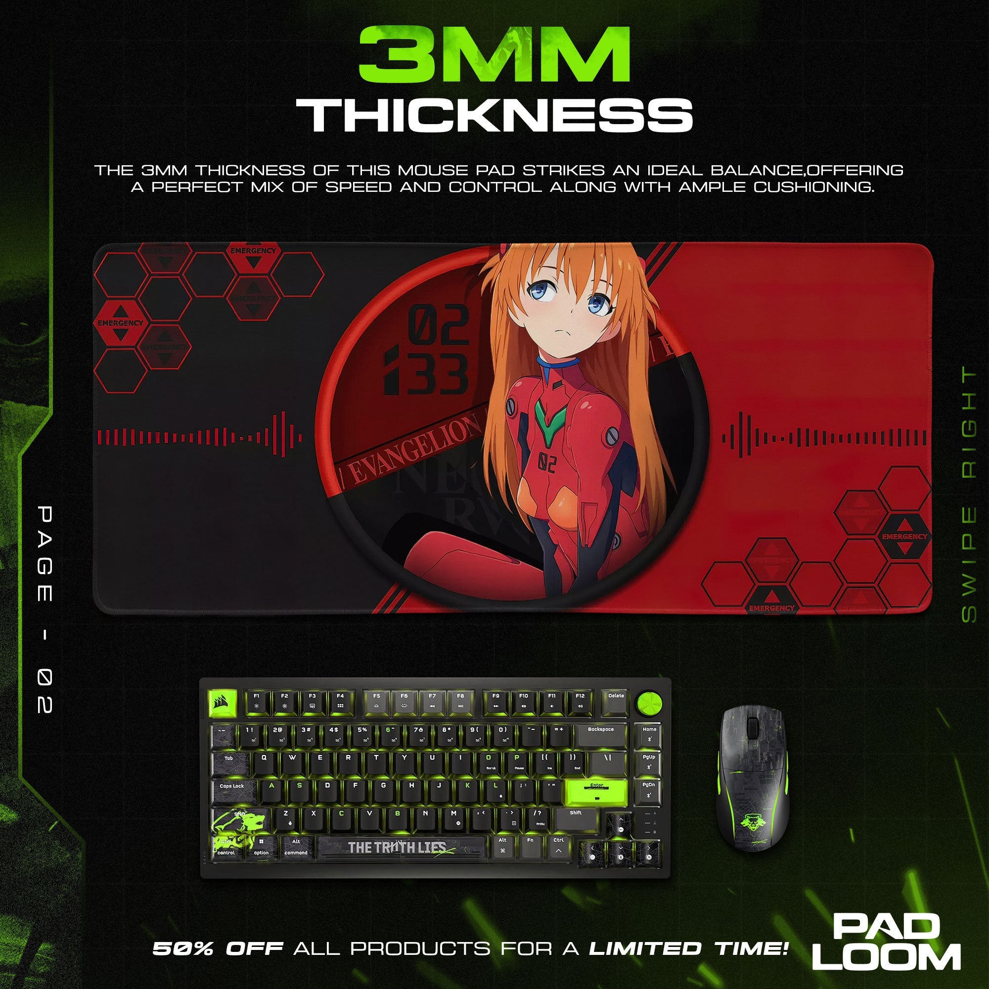 Asuka Control Panel Mouse Pad, Anime Gaming Desk Mat Padloom