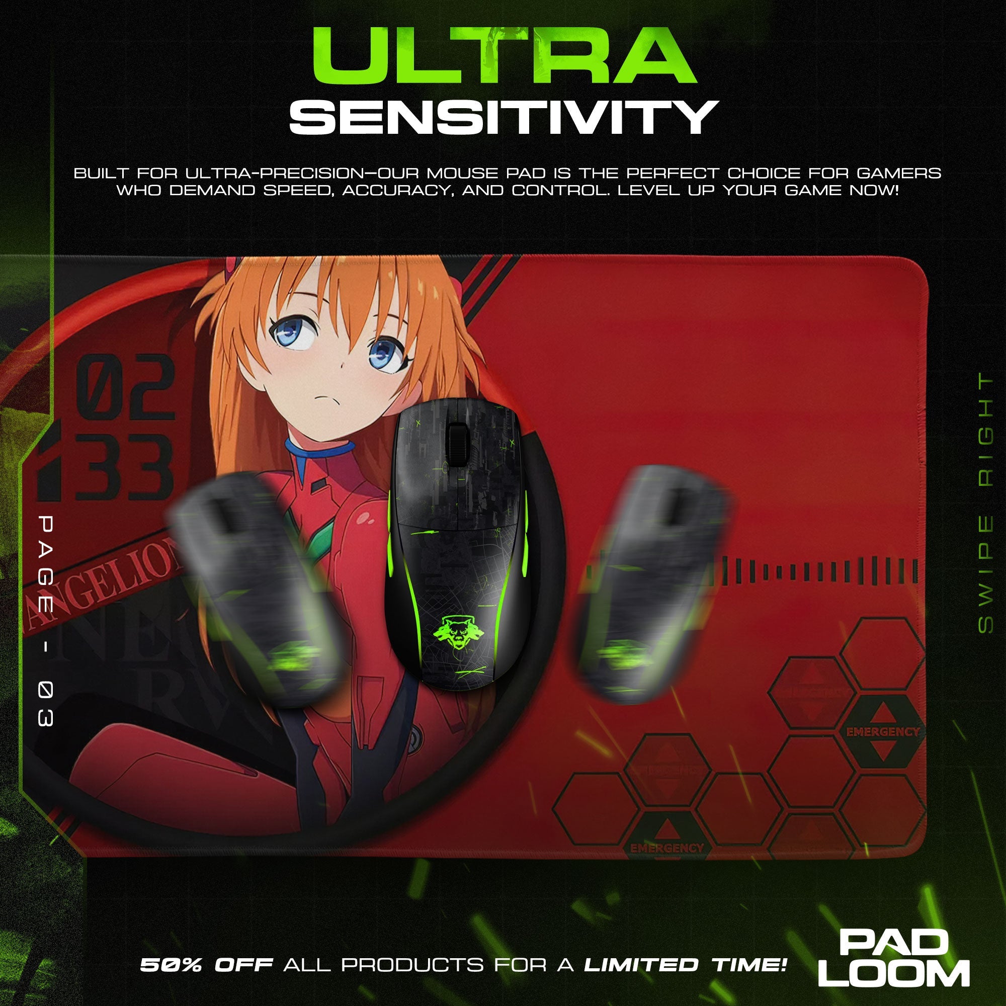 Asuka Control Panel Mouse Pad, Anime Gaming Desk Mat Padloom