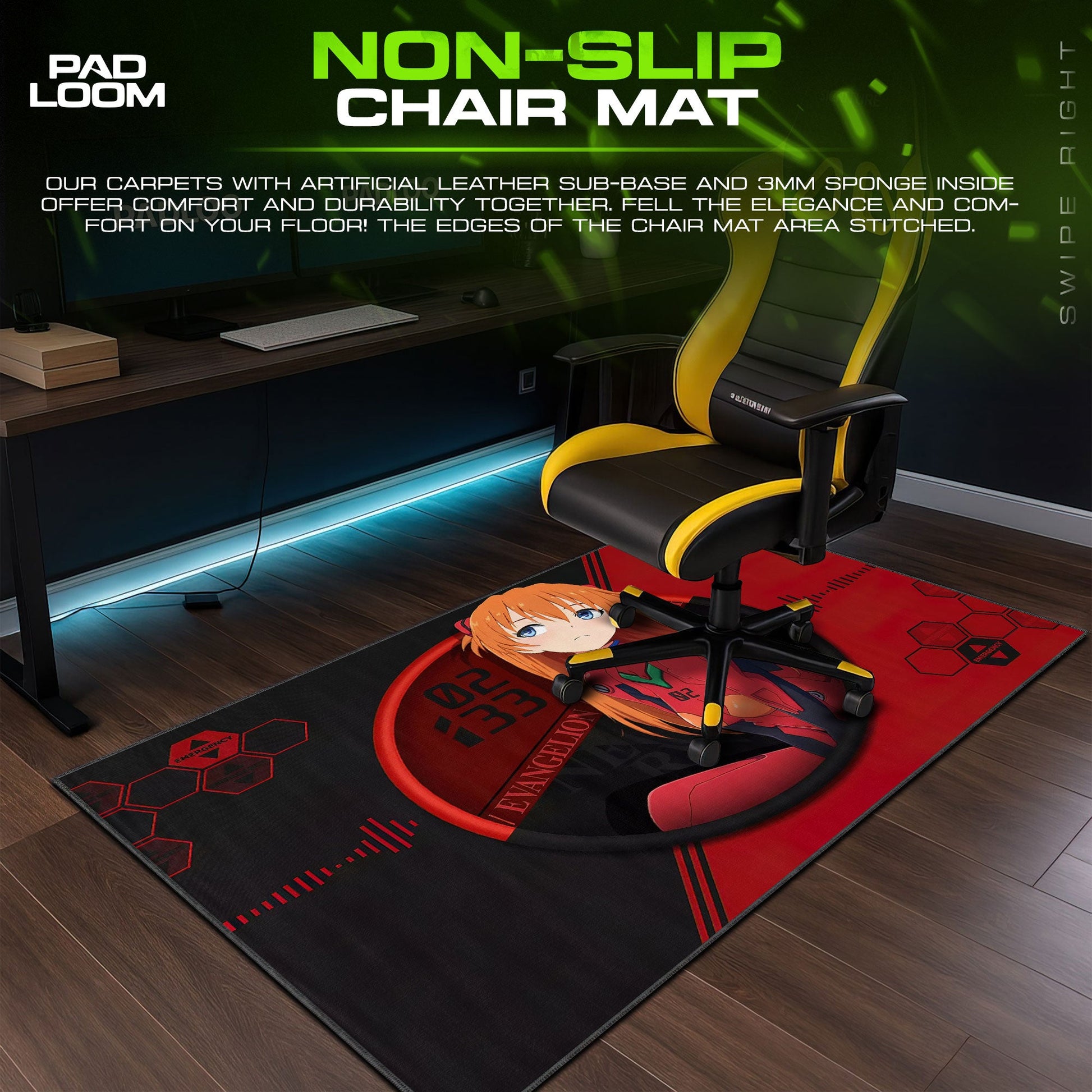 Asuka Control Panel Mouse Pad, Anime Gaming Desk Mat Padloom