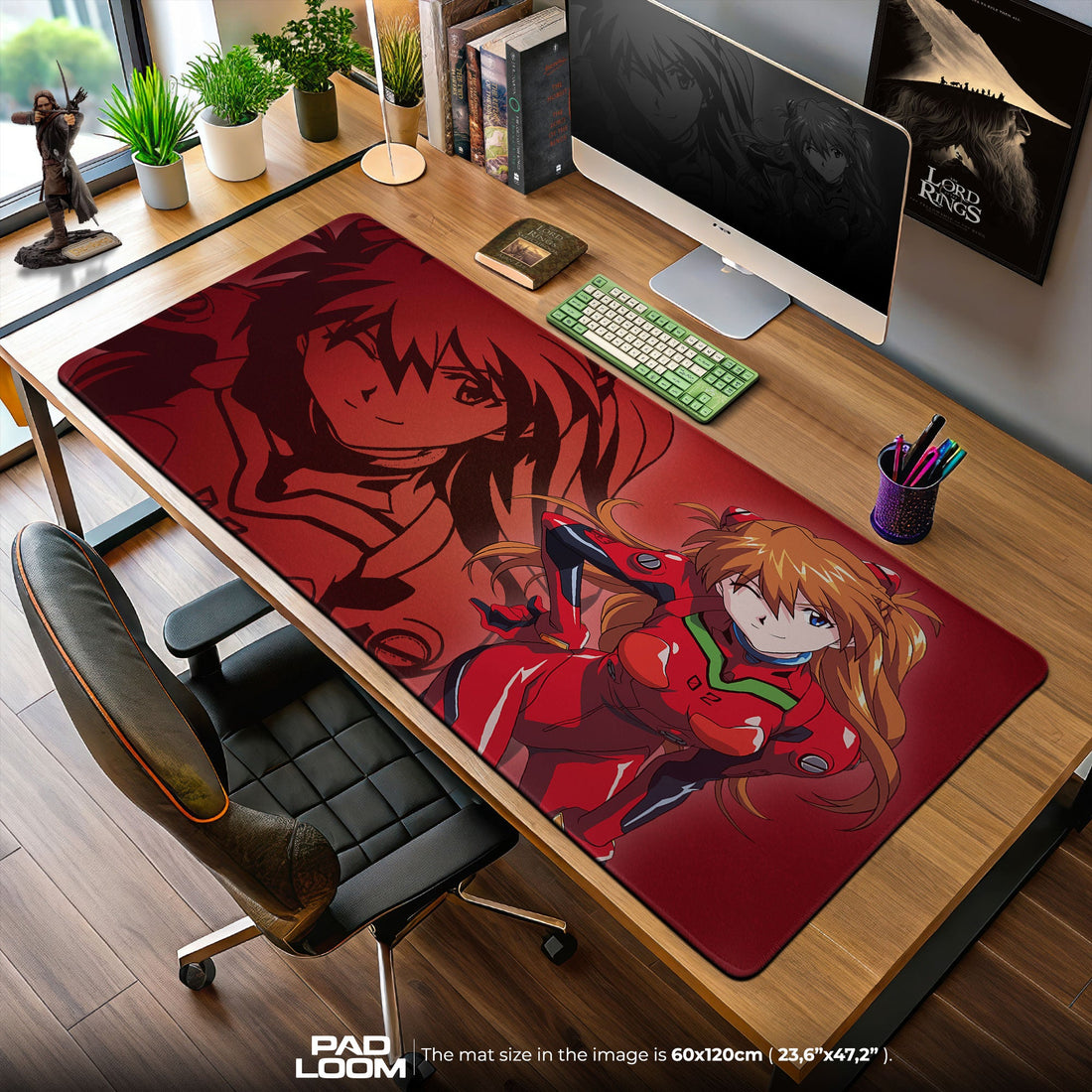 Asuka Dual Portrait Mouse Pad, Anime Gaming Desk Mat Padloom