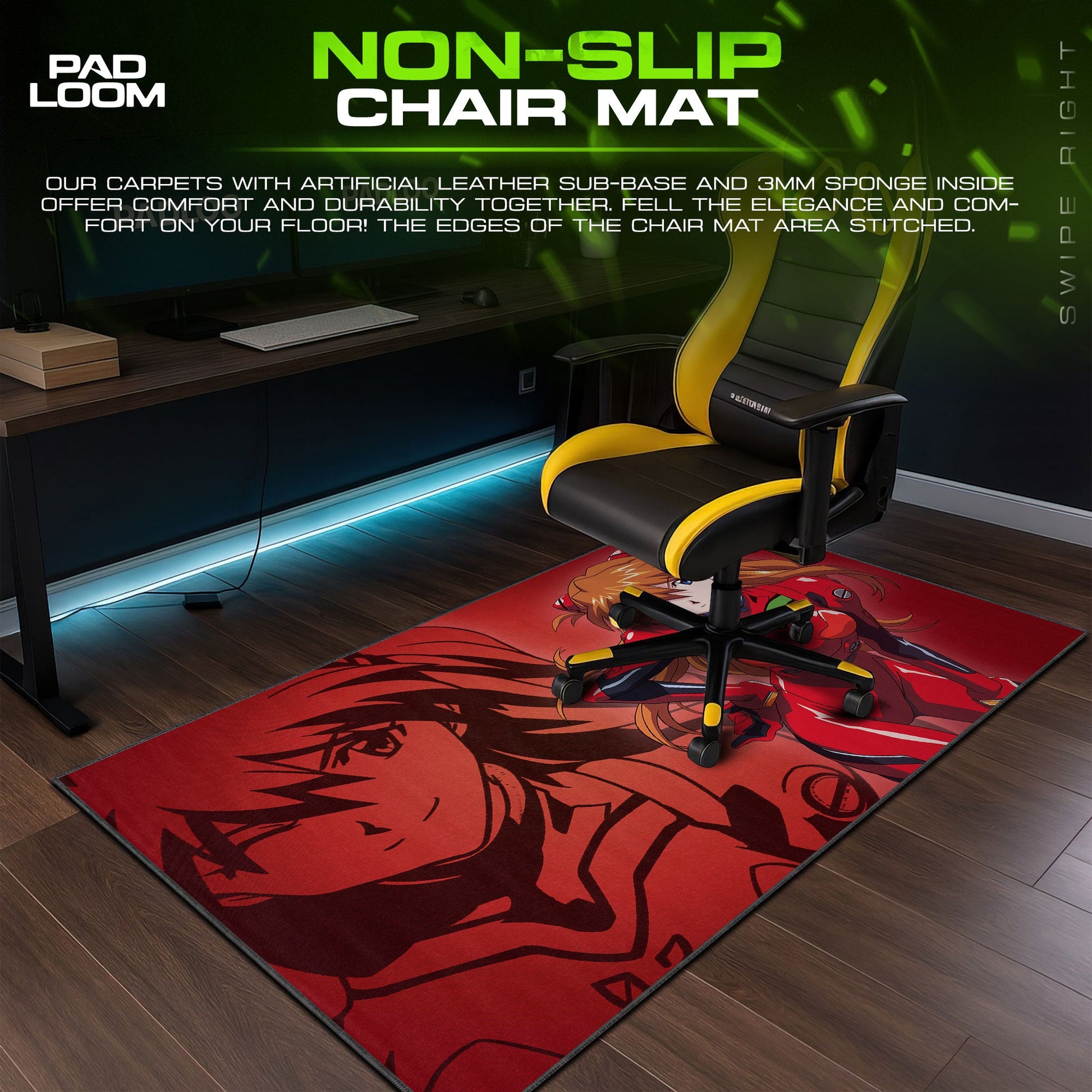 Asuka Dual Portrait Mouse Pad, Anime Gaming Desk Mat Padloom