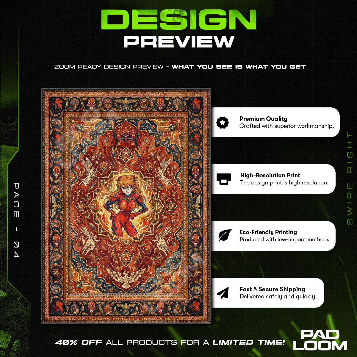 Asuka Langley Inferno Rug - Evangelion Chair Mat