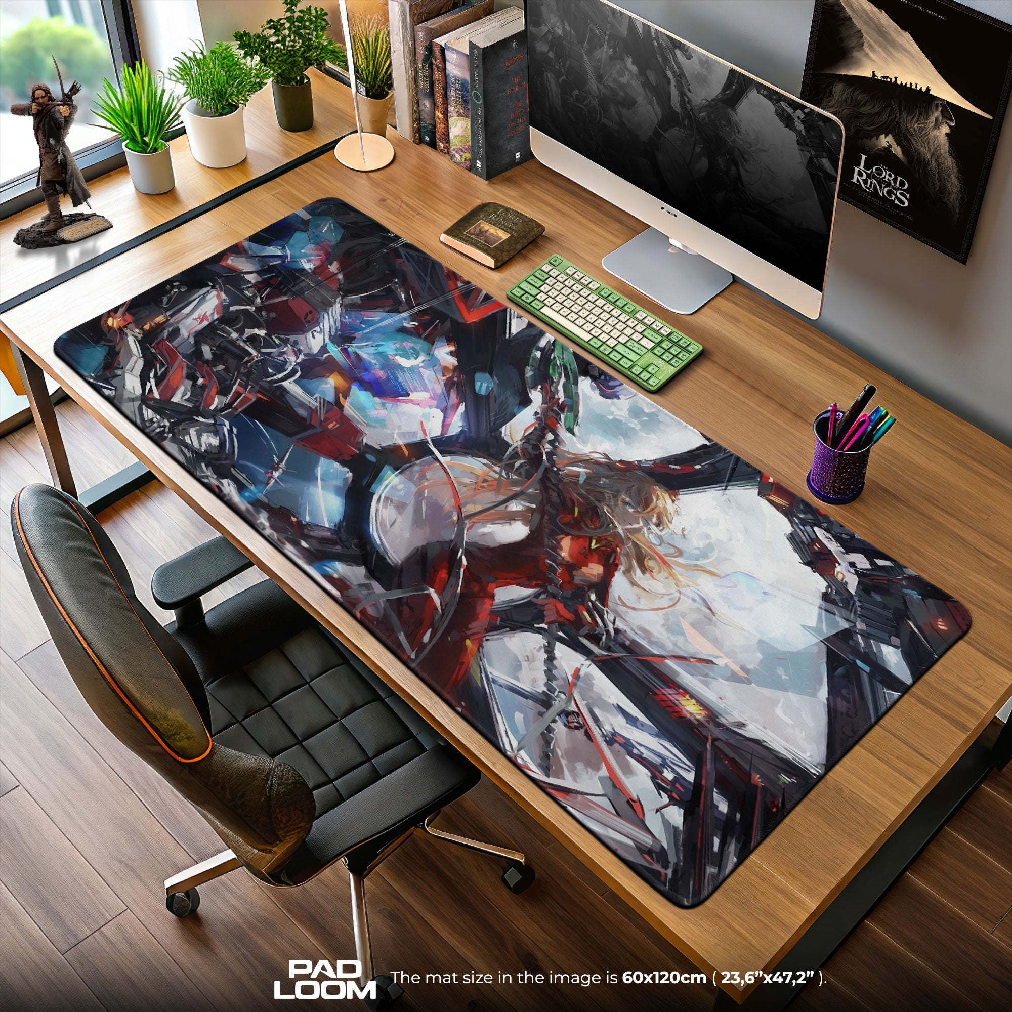 Asuka Mech Battle Mouse Pad, Anime Gaming Desk Mat Padloom