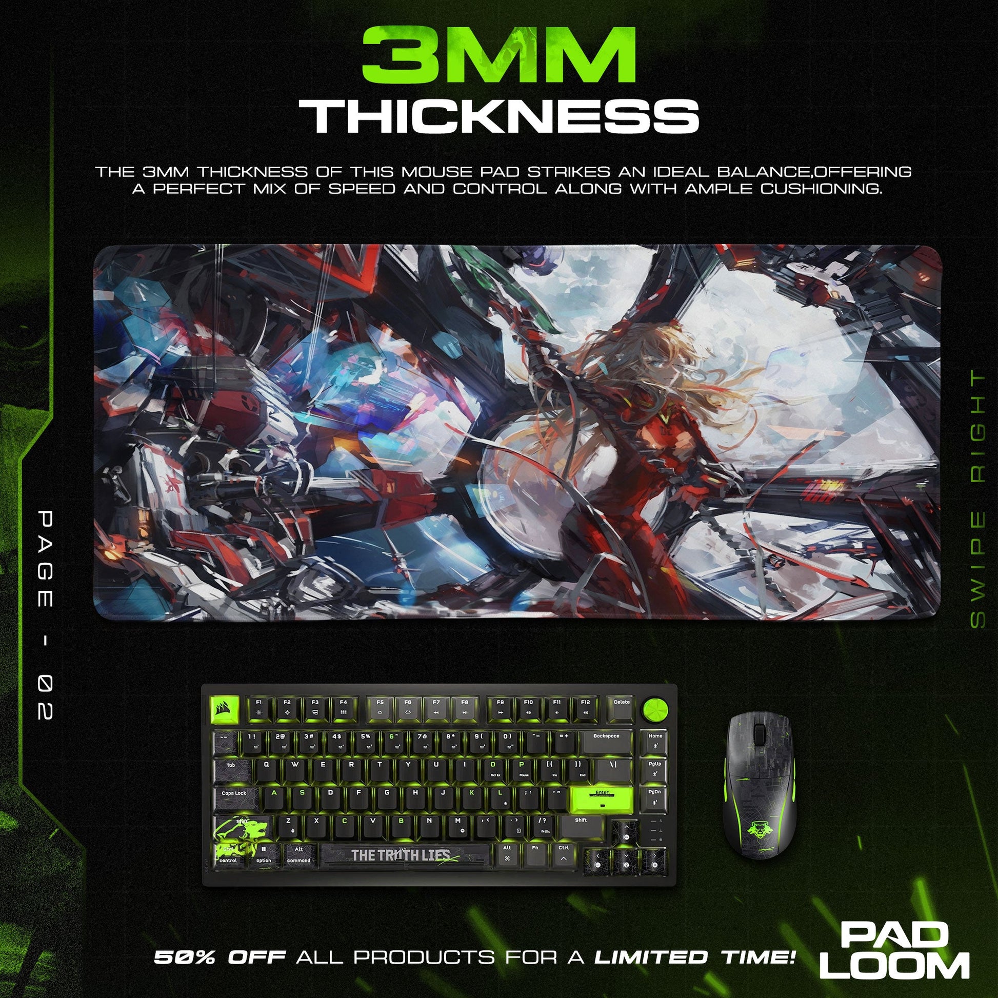 Asuka Mech Battle Mouse Pad, Anime Gaming Desk Mat Padloom