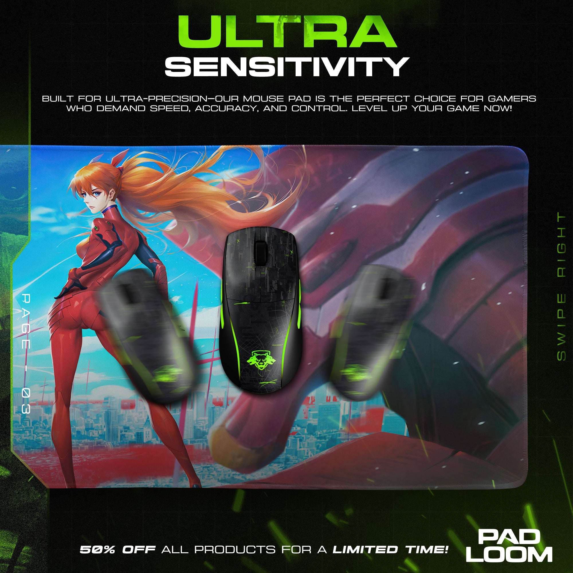 Asuka Neo City Mouse Pad, Anime Gaming Desk Mat Padloom