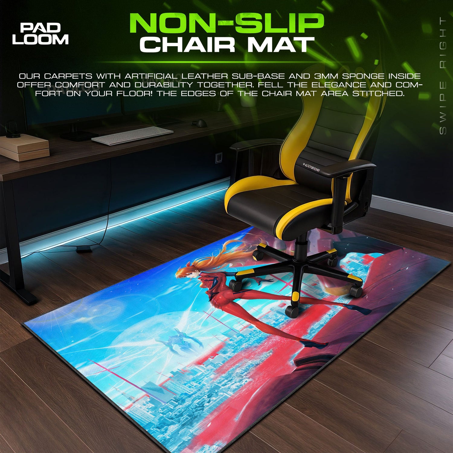Asuka Neo City Mouse Pad, Anime Gaming Desk Mat Padloom