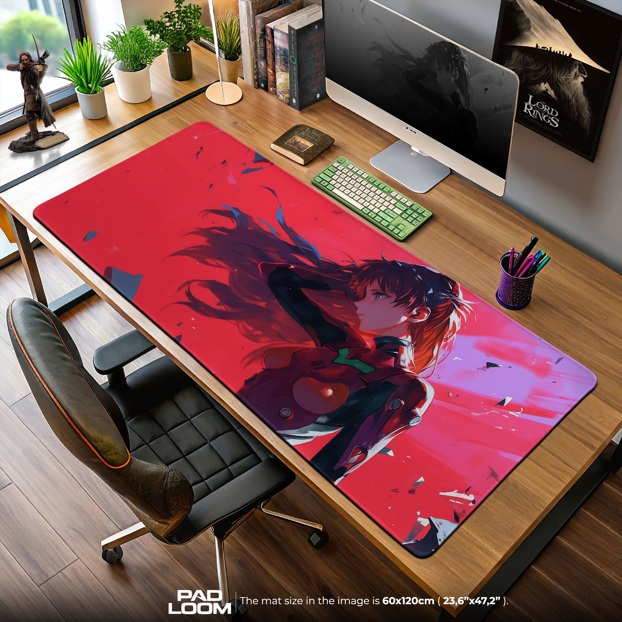 Asuka Red Horizon Mouse Pad, Anime Gaming Desk Mat Padloom