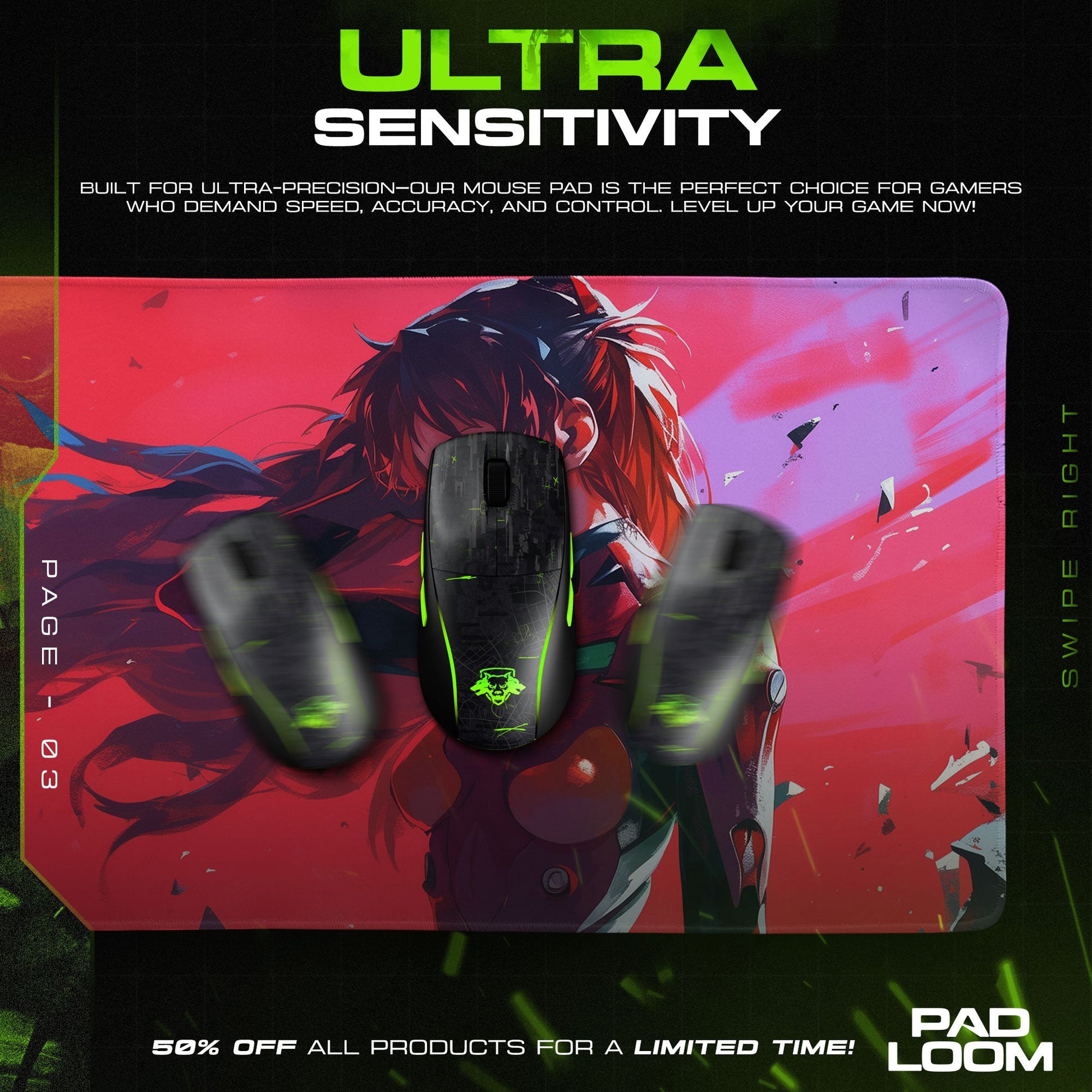 Asuka Red Horizon Mouse Pad, Anime Gaming Desk Mat Padloom