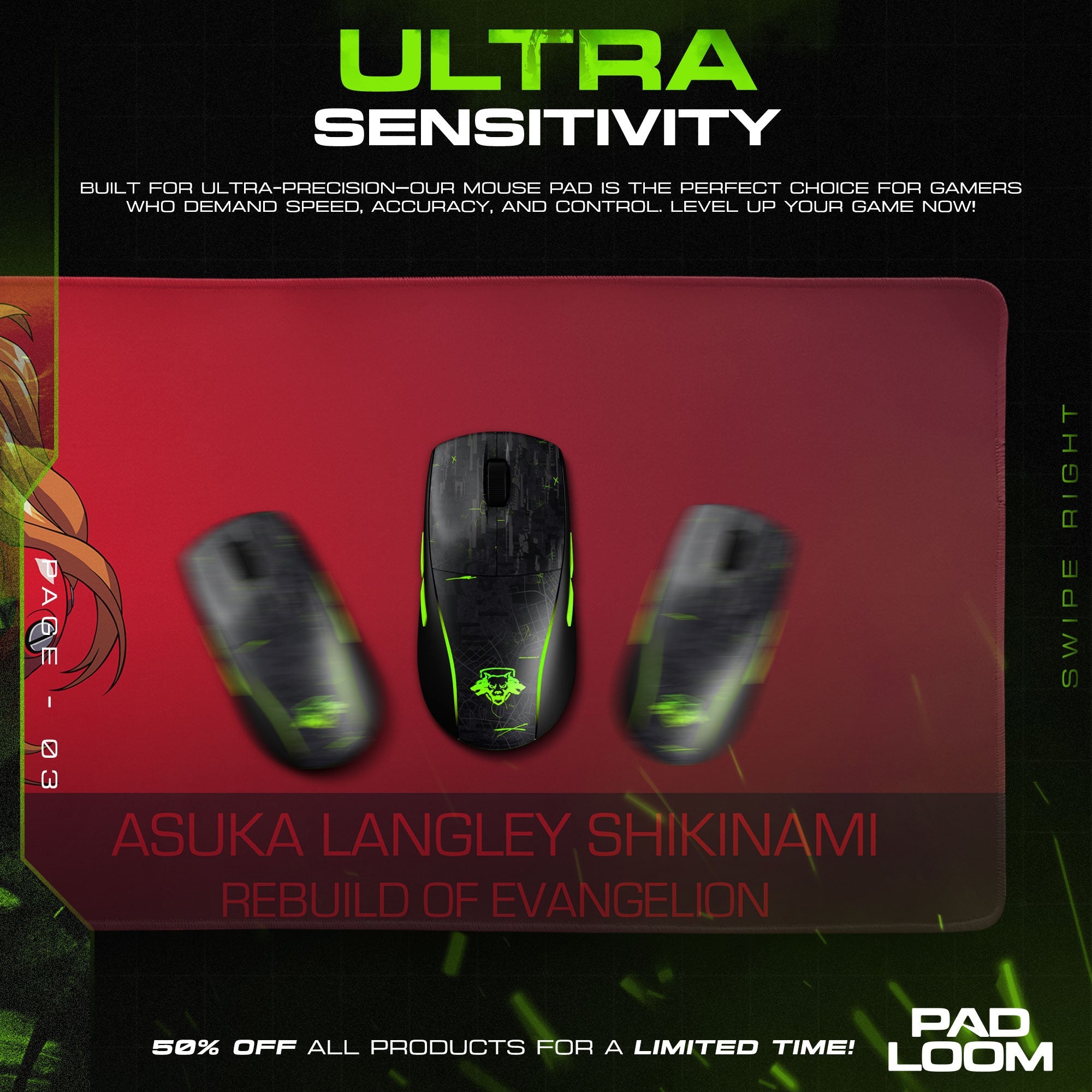 Asuka Red Suit Mouse Pad, Anime Gaming Desk Mat Padloom