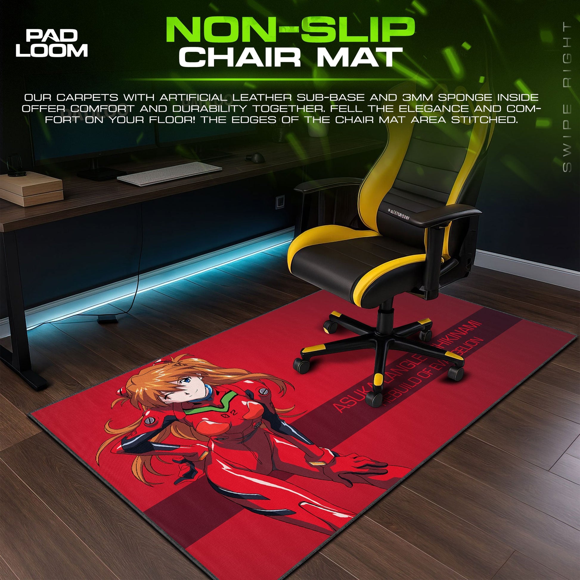 Asuka Red Suit Mouse Pad, Anime Gaming Desk Mat Padloom
