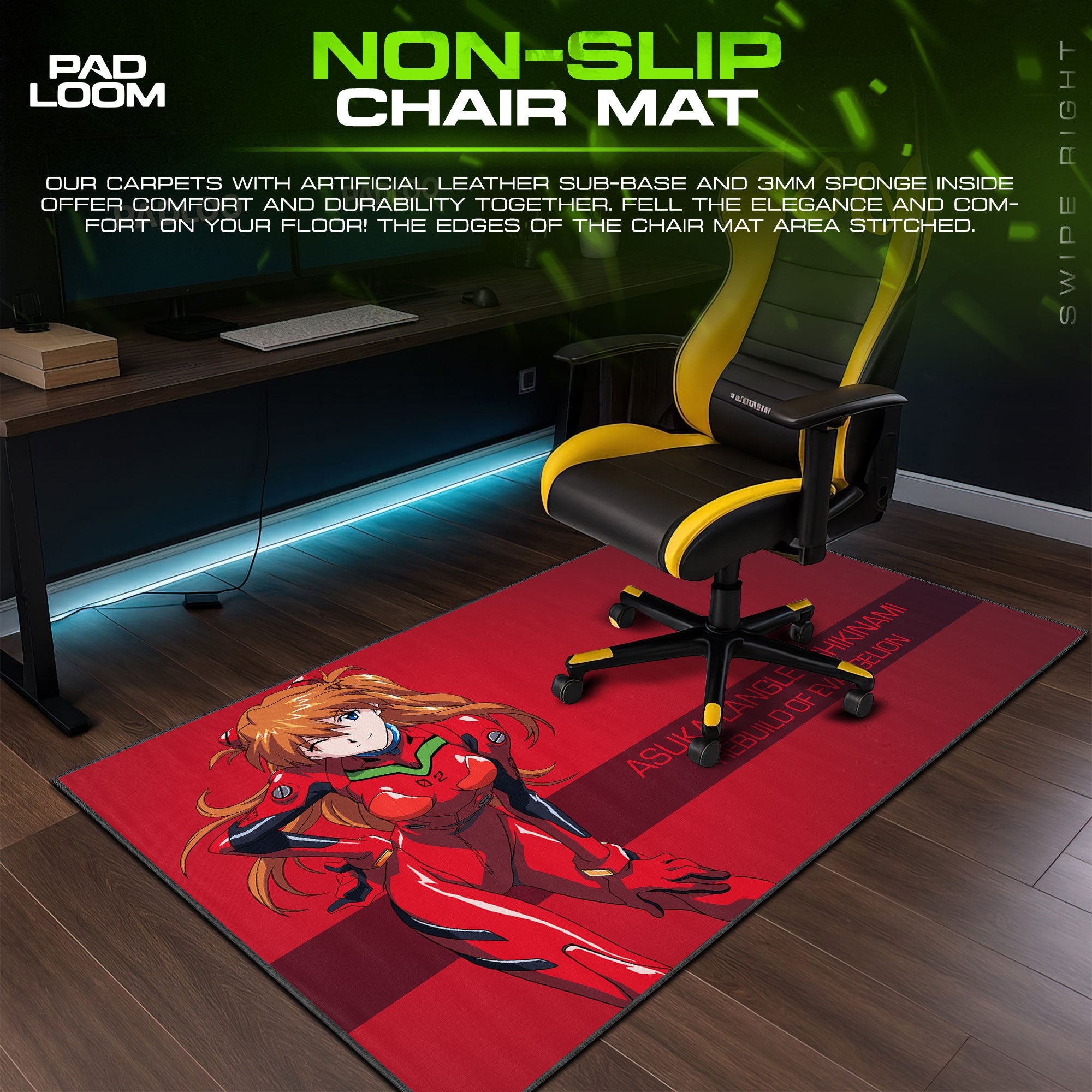 Asuka Red Suit Mouse Pad, Anime Gaming Desk Mat Padloom