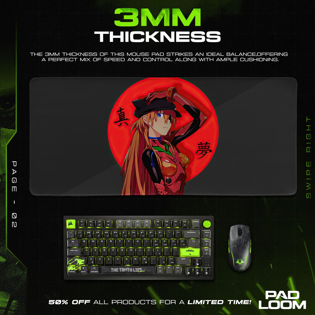 Asuka Scarlet Emblem Mouse Pad, Anime Gaming Desk Mat Padloom