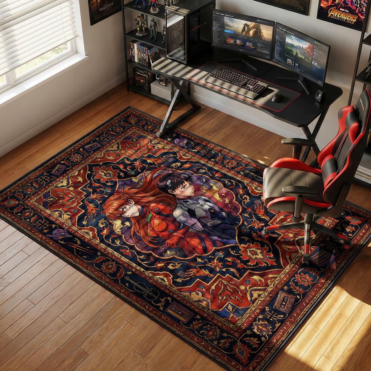 Asuka & Shinji Back-to-Back Rug - Evangelion Chair Mat