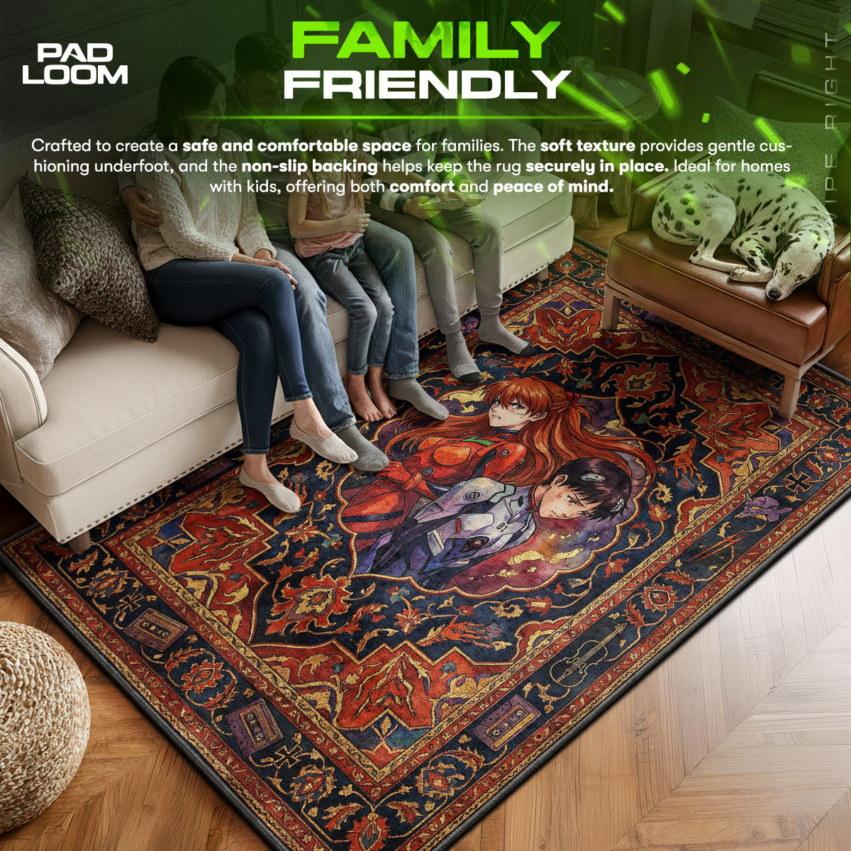 Asuka & Shinji Back-to-Back Rug - Evangelion Chair Mat