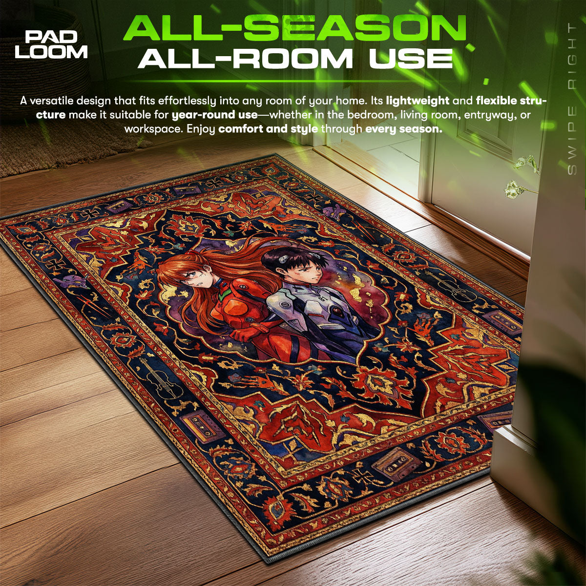 Asuka & Shinji Back-to-Back Rug - Evangelion Chair Mat