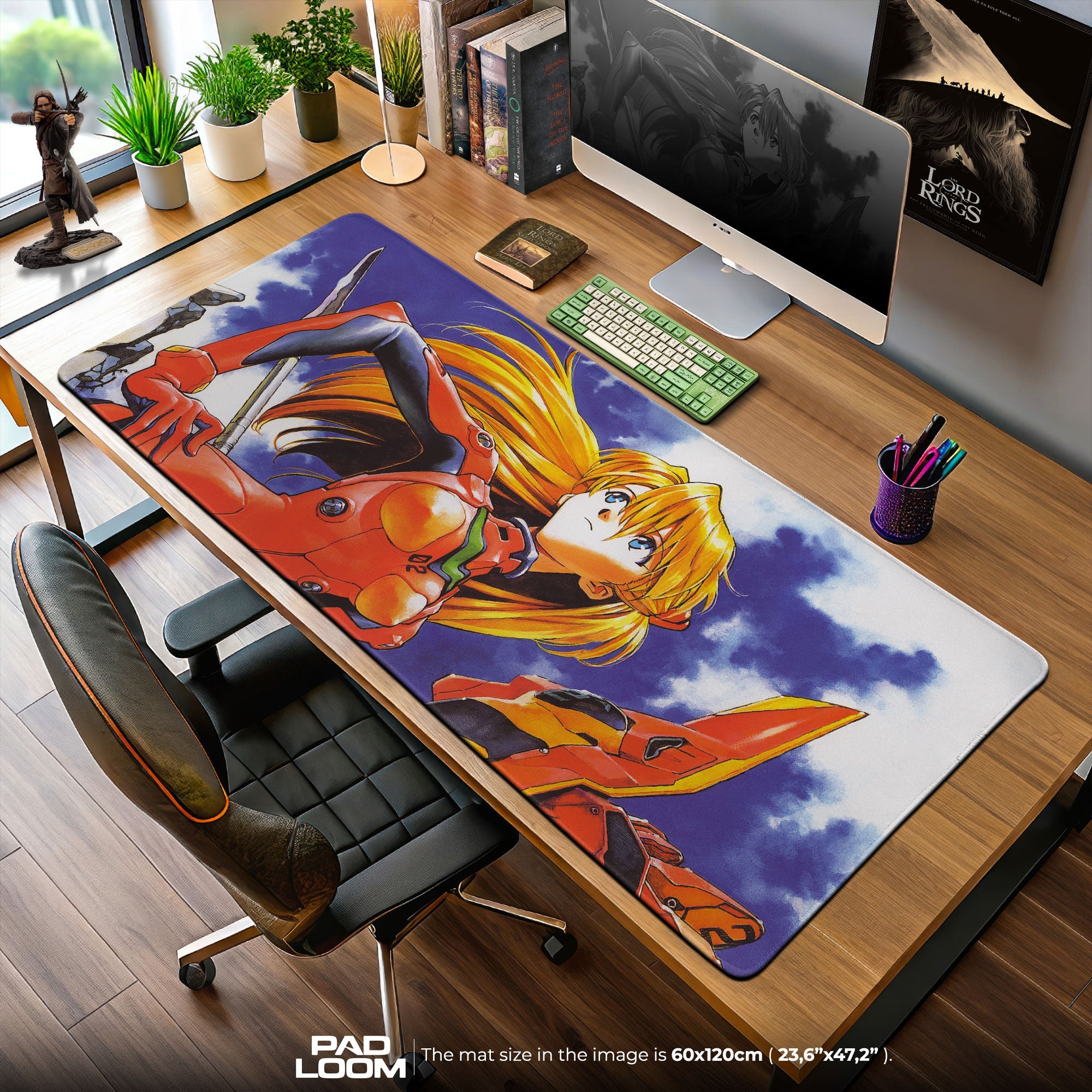 Asuka Sky Gaze Mouse Pad, Anime Gaming Desk Mat Padloom