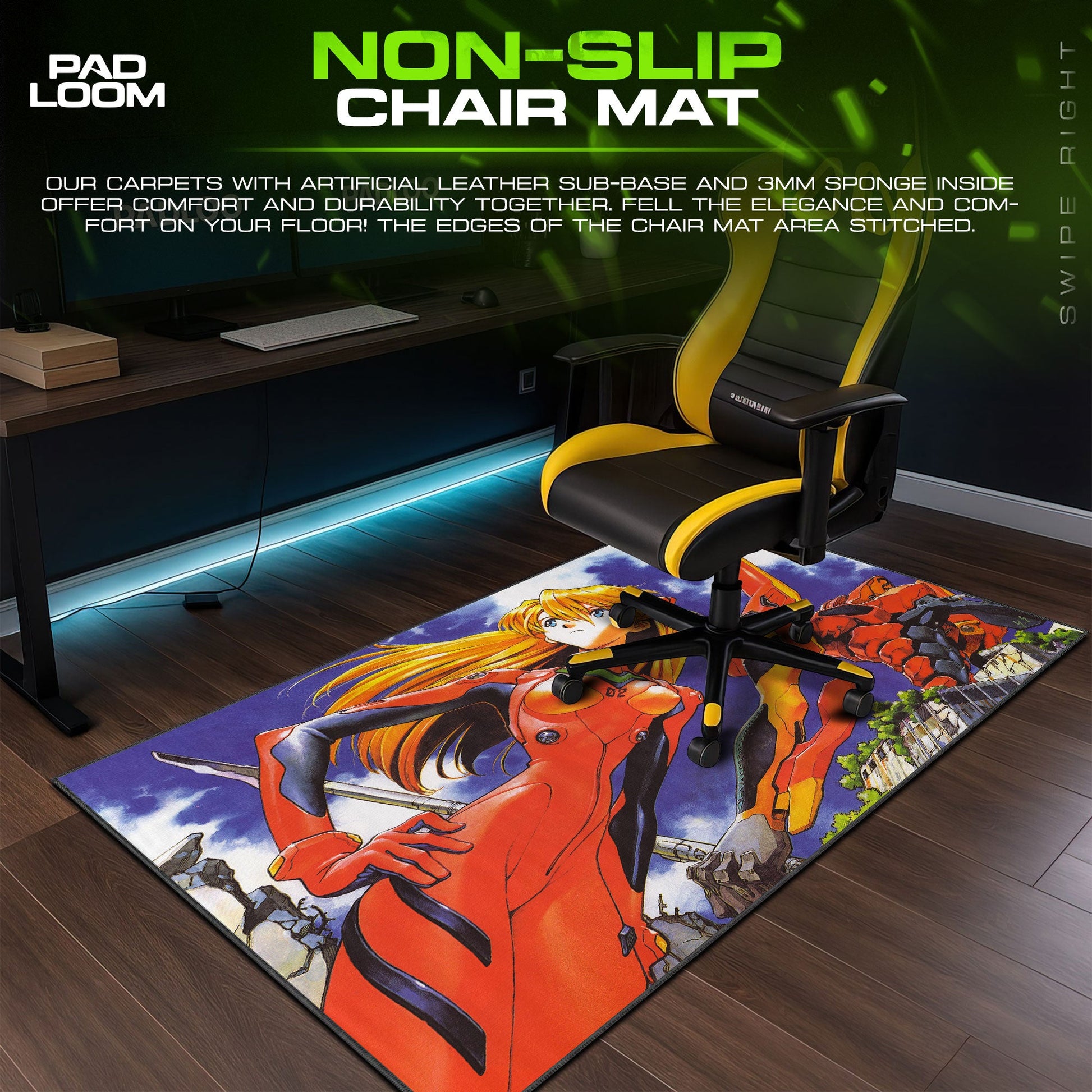 Asuka Sky Gaze Mouse Pad, Anime Gaming Desk Mat Padloom