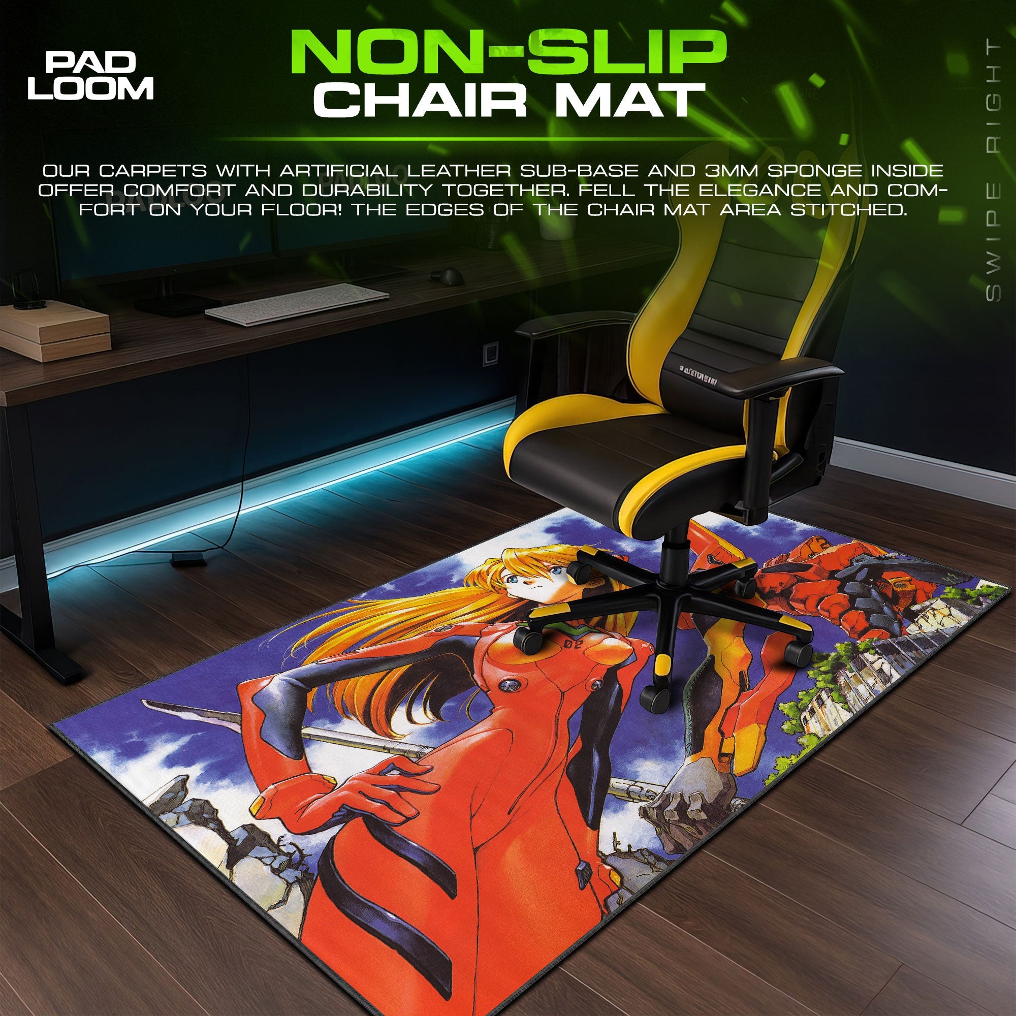 Asuka Sky Gaze Mouse Pad, Anime Gaming Desk Mat Padloom