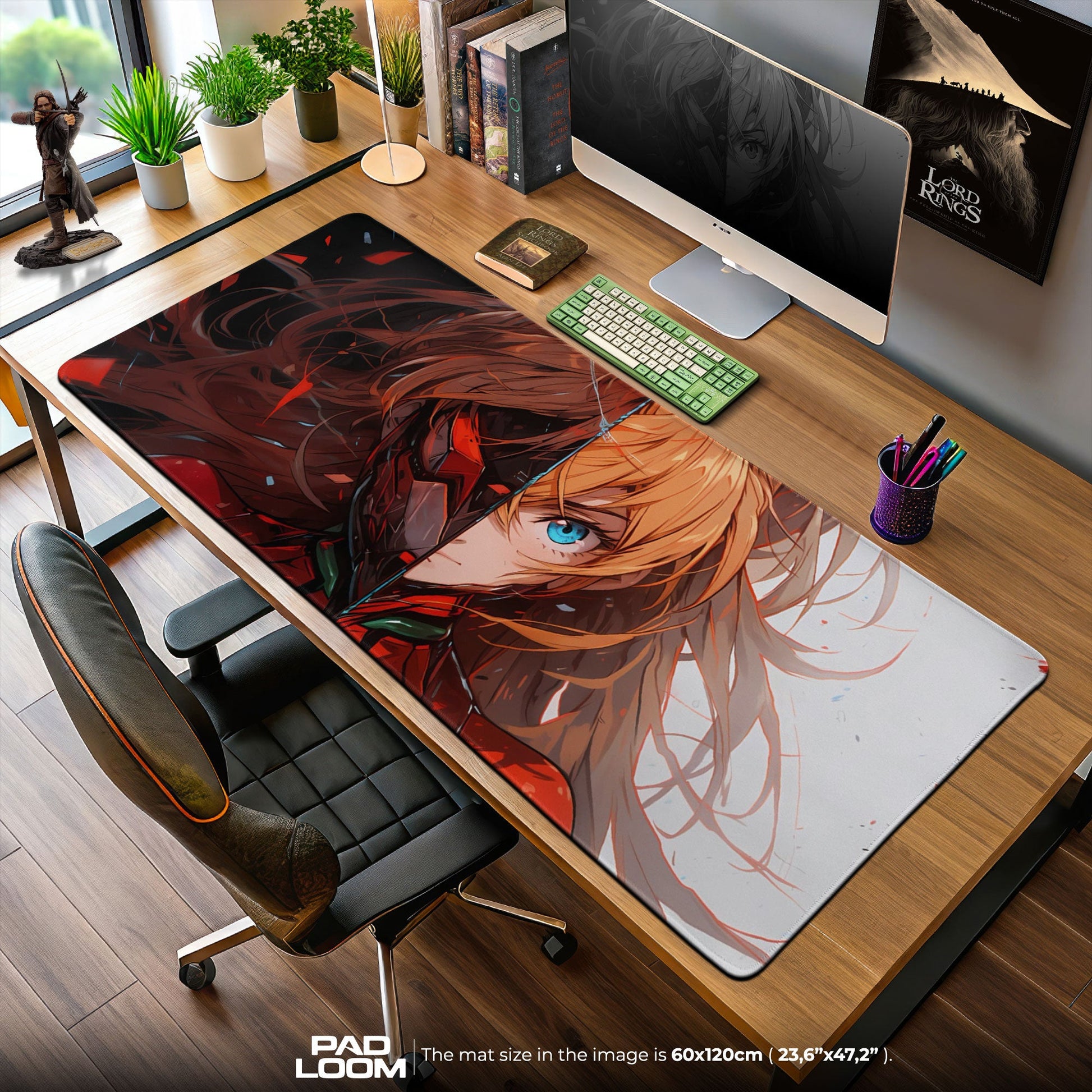 Asuka Split Vision Mouse Pad, Anime Gaming Desk Mat Padloom