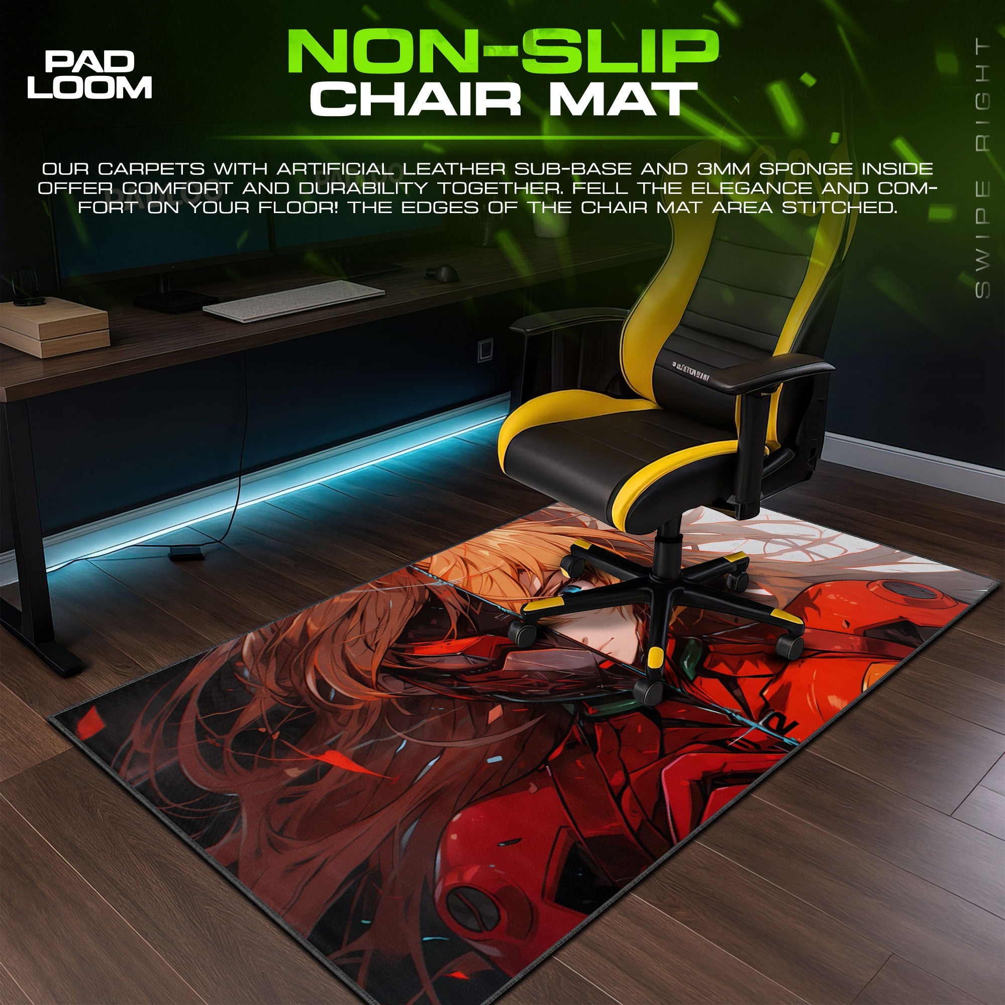 Asuka Split Vision Mouse Pad, Anime Gaming Desk Mat Padloom