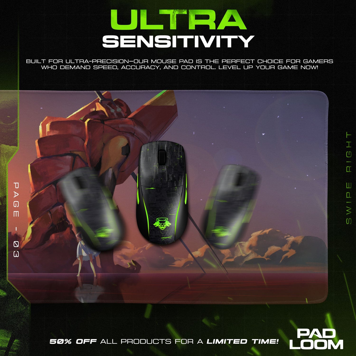 Asuka Sunset Mech Mouse Pad, Anime Gaming Desk Mat Padloom