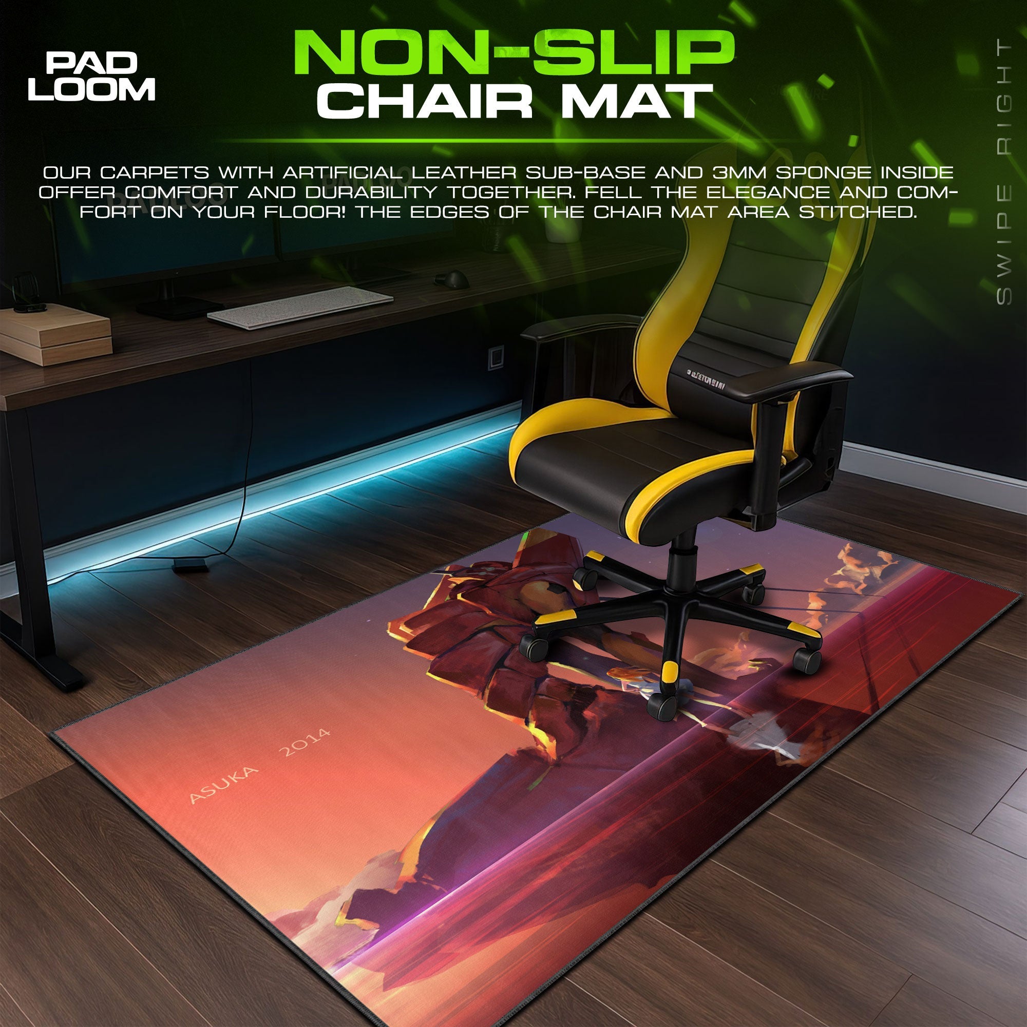 Asuka Sunset Mech Mouse Pad, Anime Gaming Desk Mat Padloom