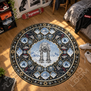 AT-AT Snowbound Star Wars round rug on a bedroom floor - Star Wars chair mat