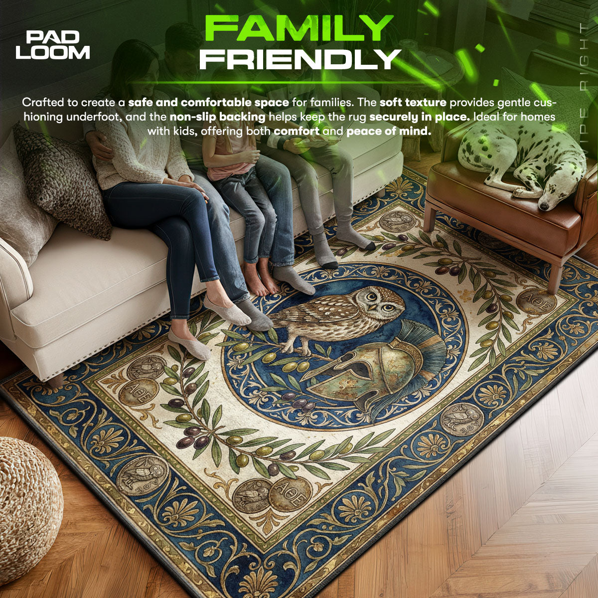 Area character design printed on rug
