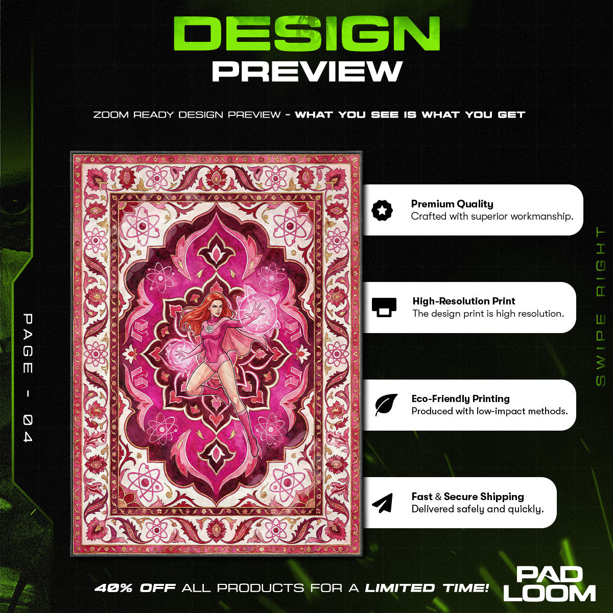 Room character design printed on rug