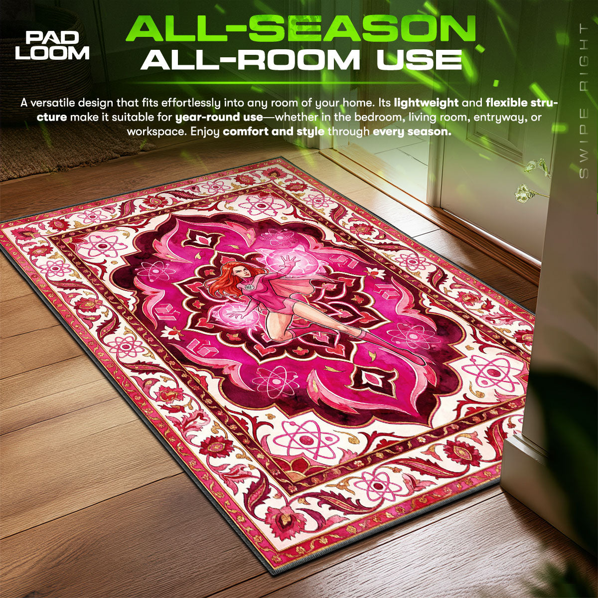 Atom Eve Energy Projection Invincible Room fan rug — premium quality print