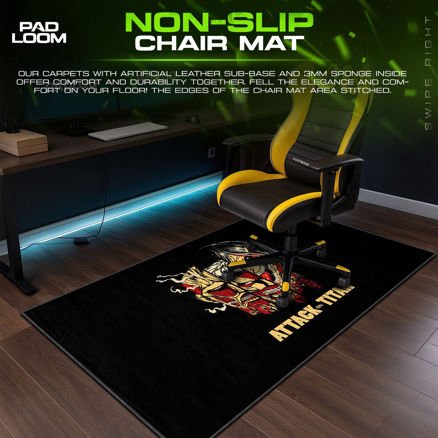 Attack on Titan Dual Titans Mouse Pad, Anime Gaming Desk Mat Padloom