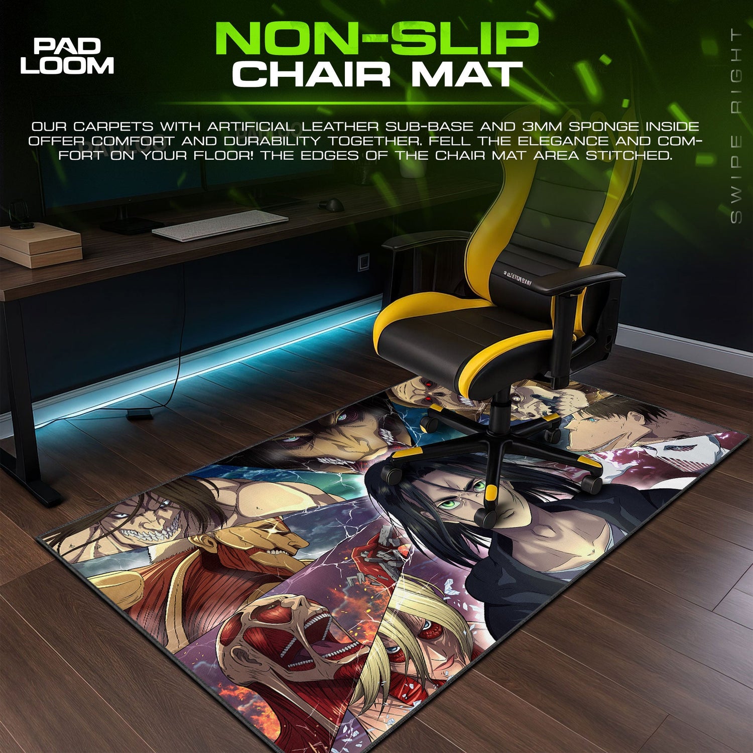 Attack on Titan Eren Titans Mouse Pad, Anime Gaming Desk Mat Padloom