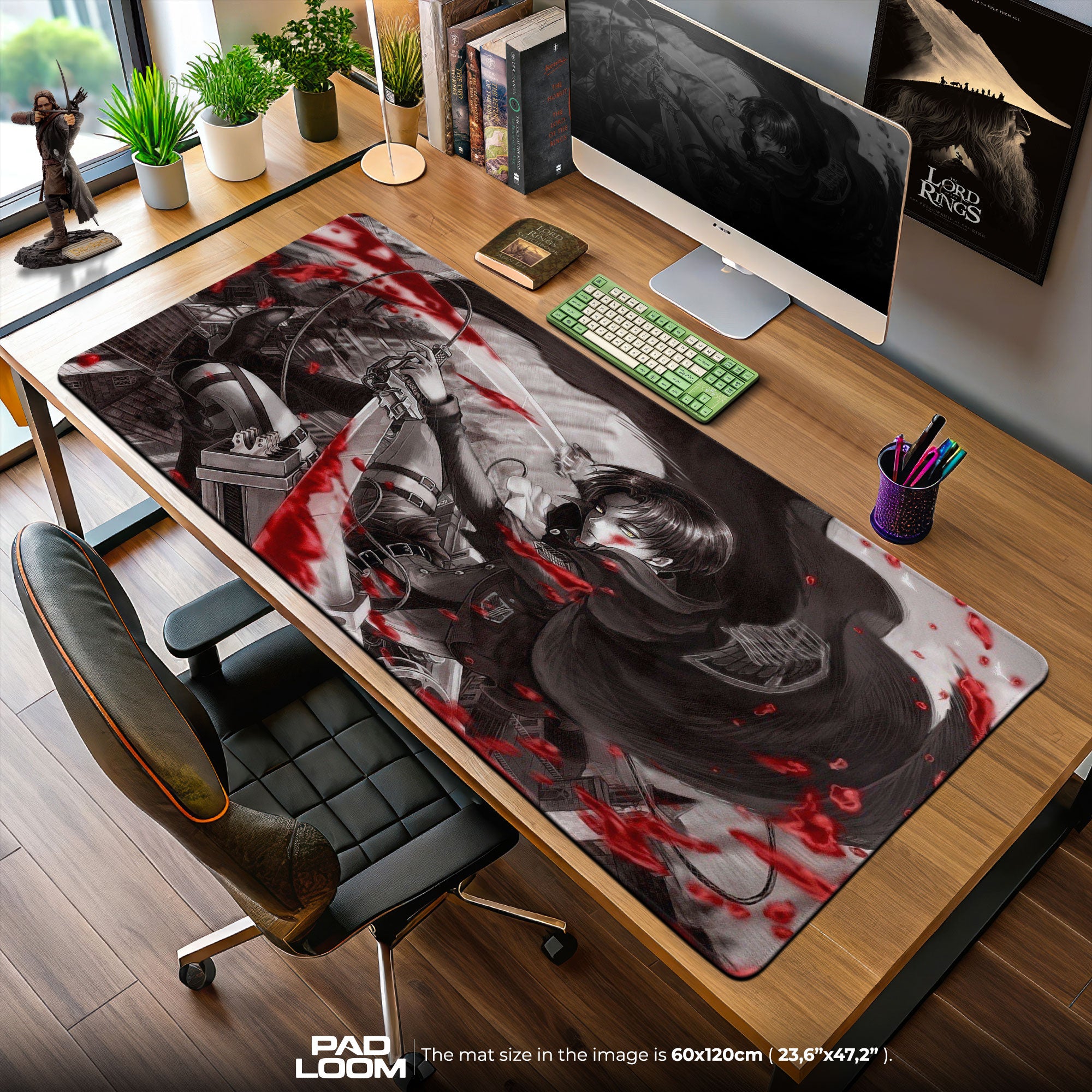 Attack on Titan Levi Mouse Pad, Blood Strike Anime Desk Mat