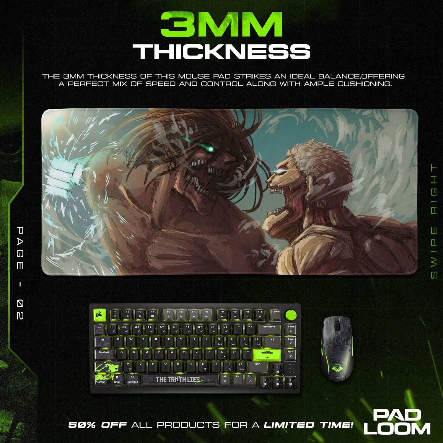 Attack on Titan Mouse Pad - Clash of Titans Anime Desk Mat Padloom