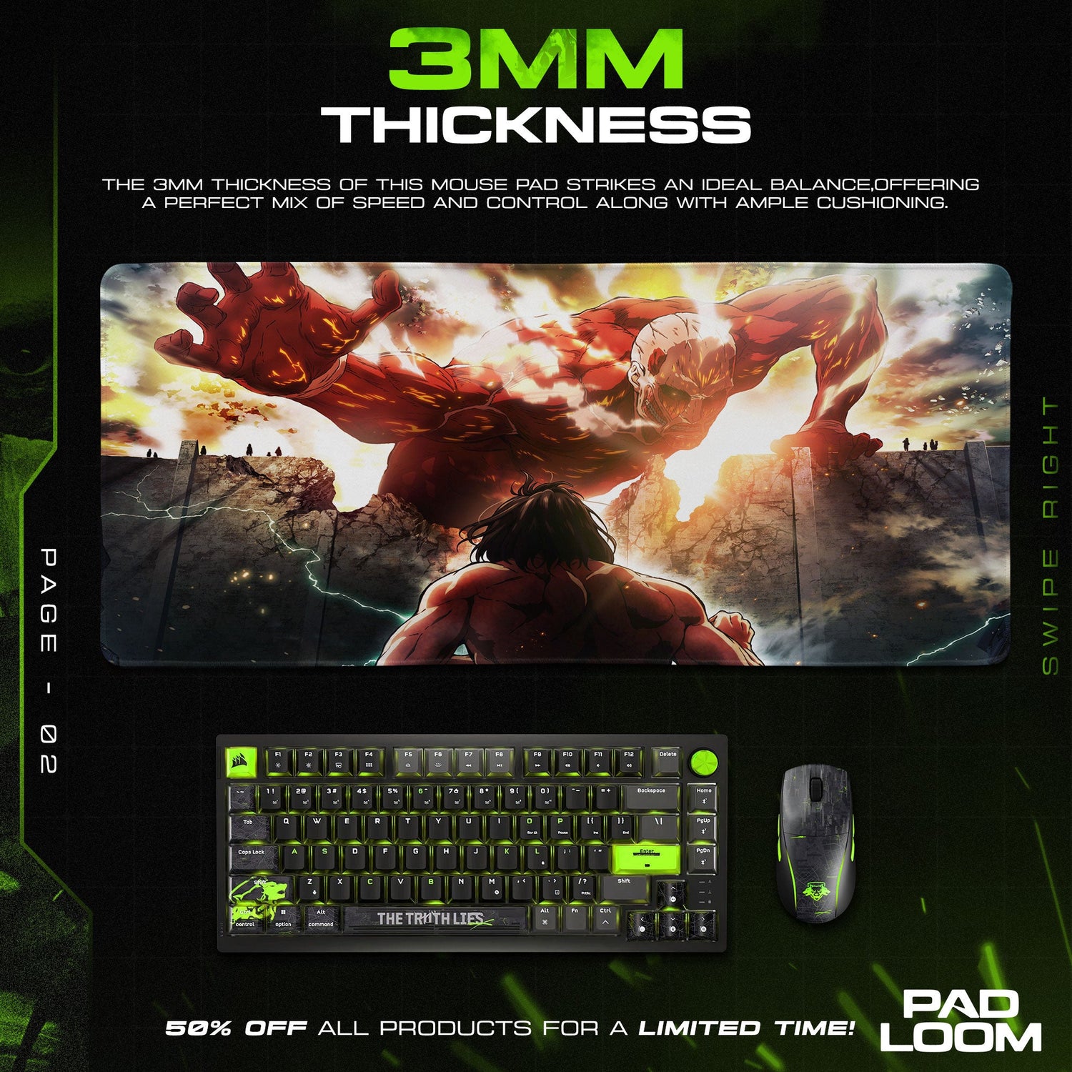 Attack on Titan Mouse Pad - Clash of Titans Anime Desk Mat Padloom