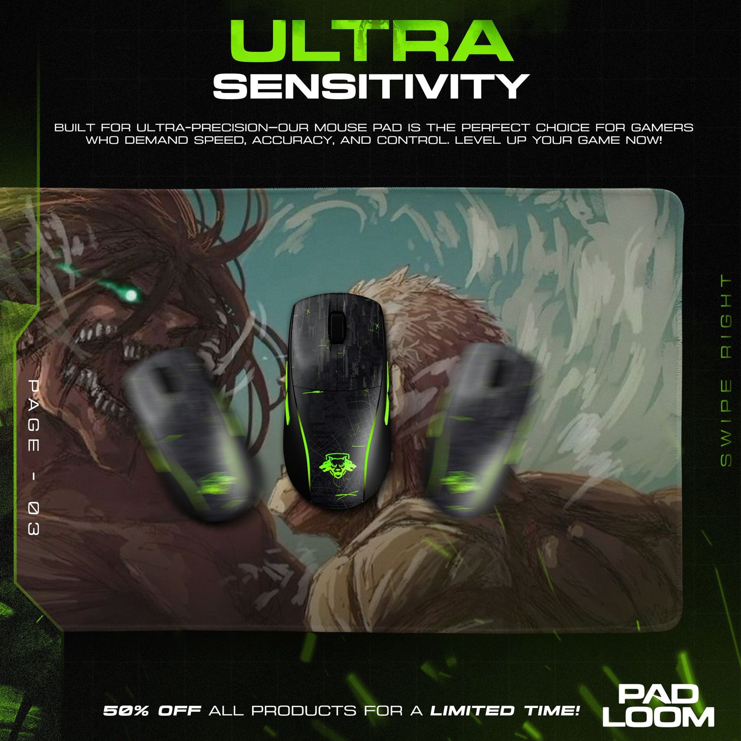 Attack on Titan Mouse Pad - Clash of Titans Anime Desk Mat Padloom