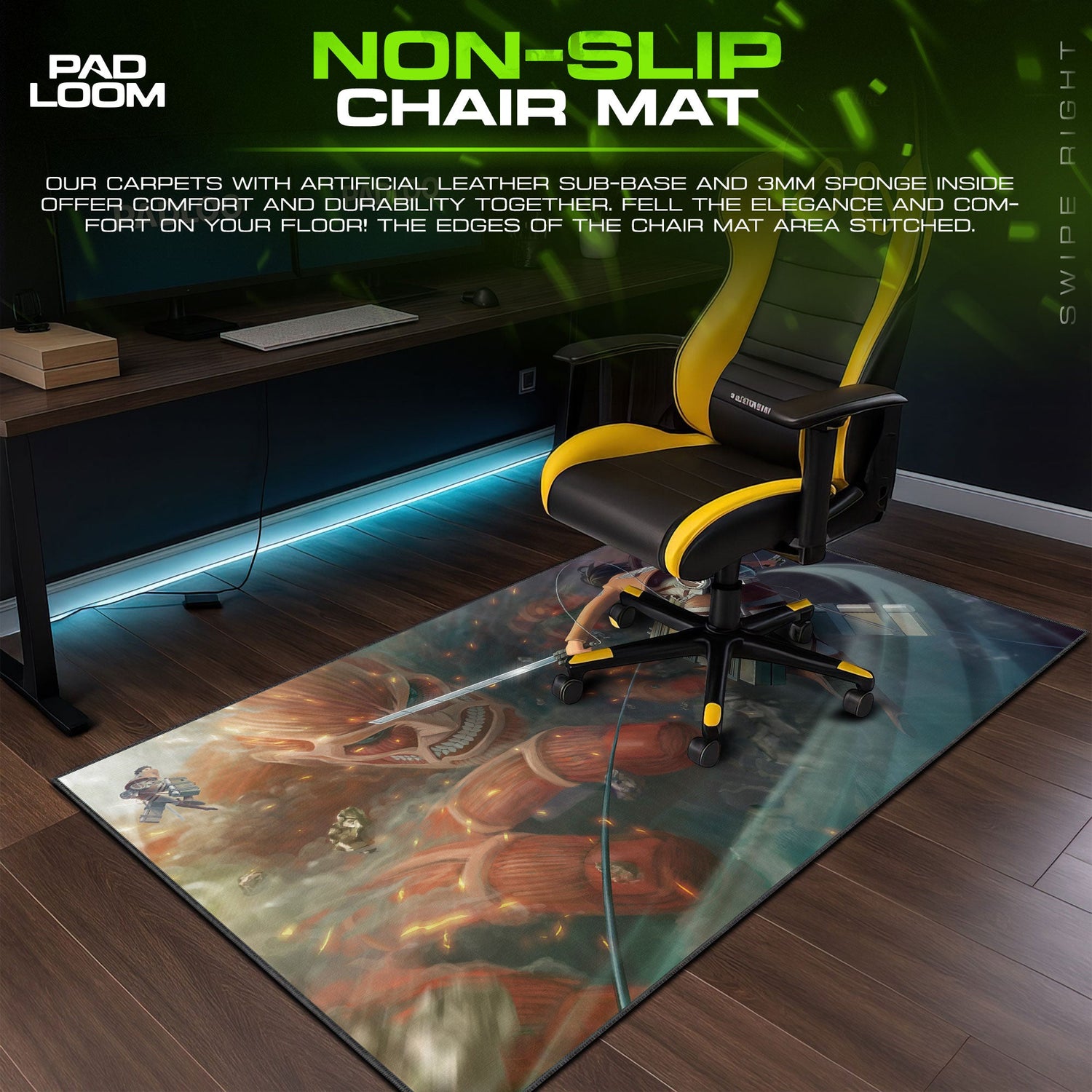 Attack on Titan Mouse Pad, Colossal Battle Gaming Desk Mat Padloom