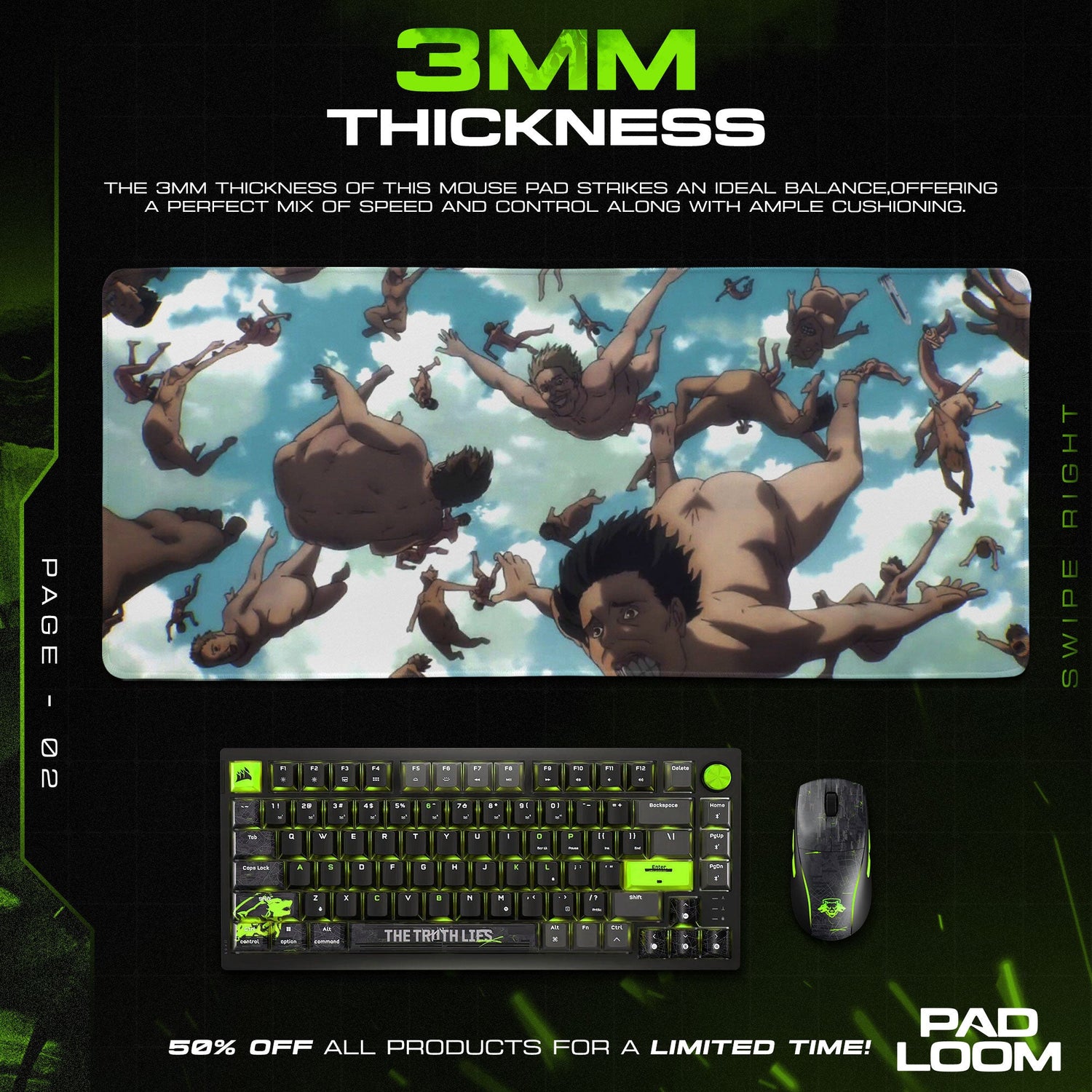 Attack on Titan Mouse Pad - Fall of Titans Anime Desk Mat Padloom