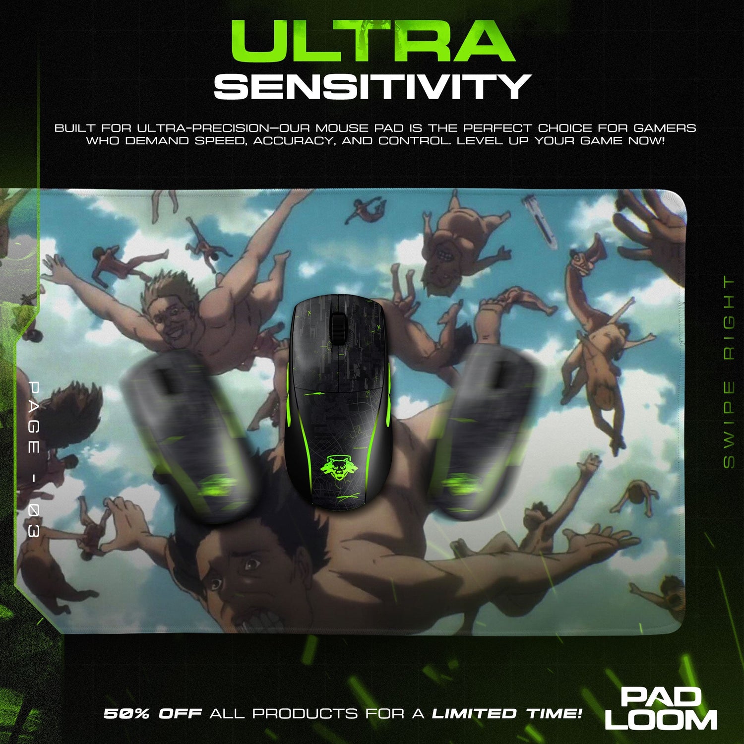 Attack on Titan Mouse Pad - Fall of Titans Anime Desk Mat Padloom